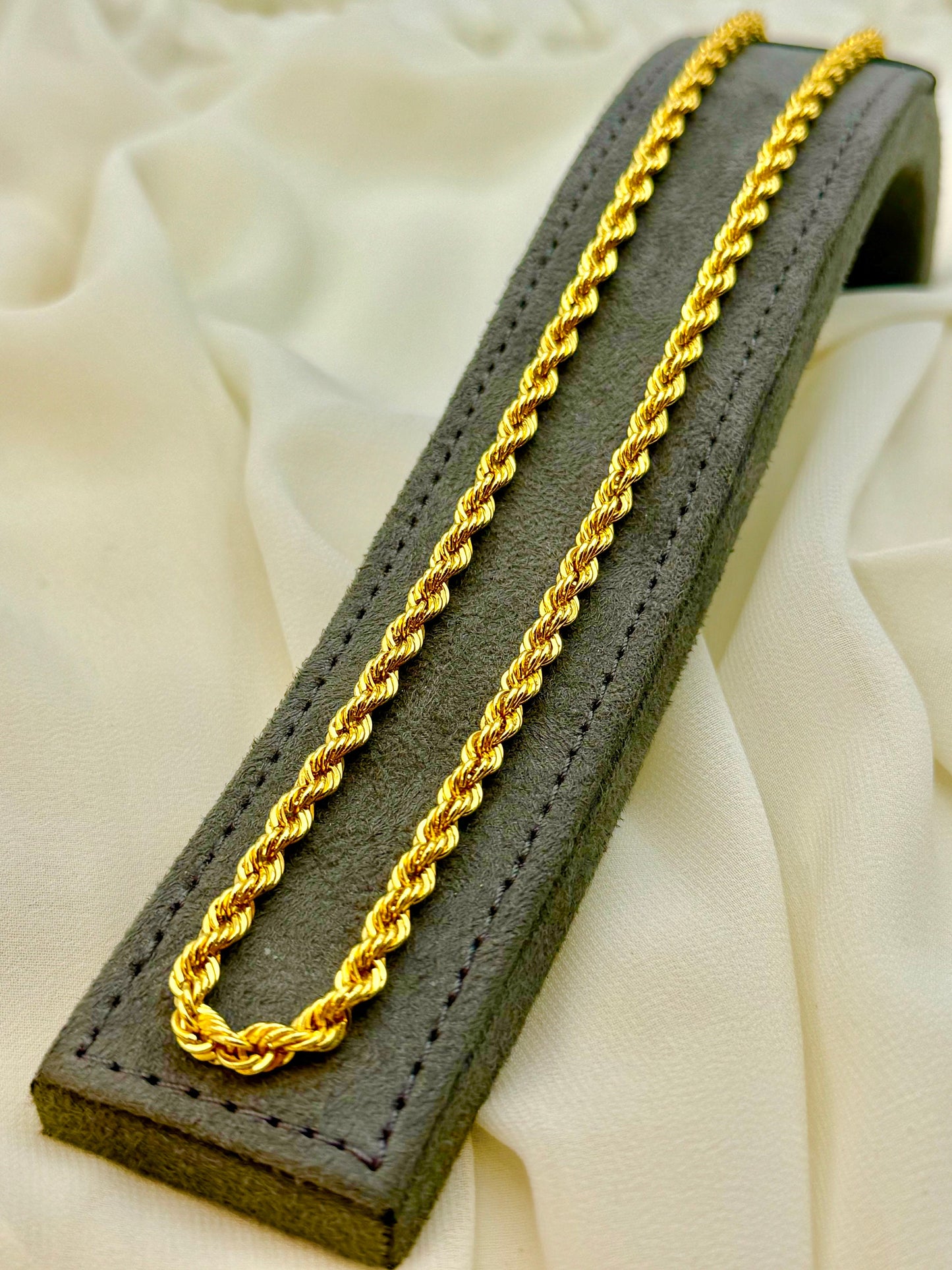 14K Solid Gold Rope Chain Diamond Cut Necklace – 4.5mm Thickness, Available in 24", 22", 20", Real 14K Gold, Perfect Birthday Gift