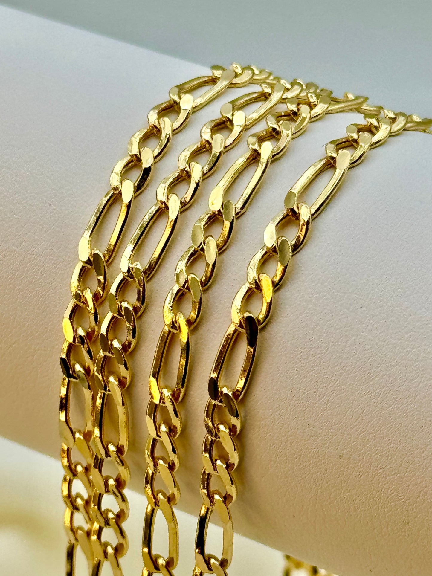 14k Solid Gold Figaro Chain Necklace – 4mm, Real 14k Gold, Perfect Gift for Him, Ideal for Birthdays