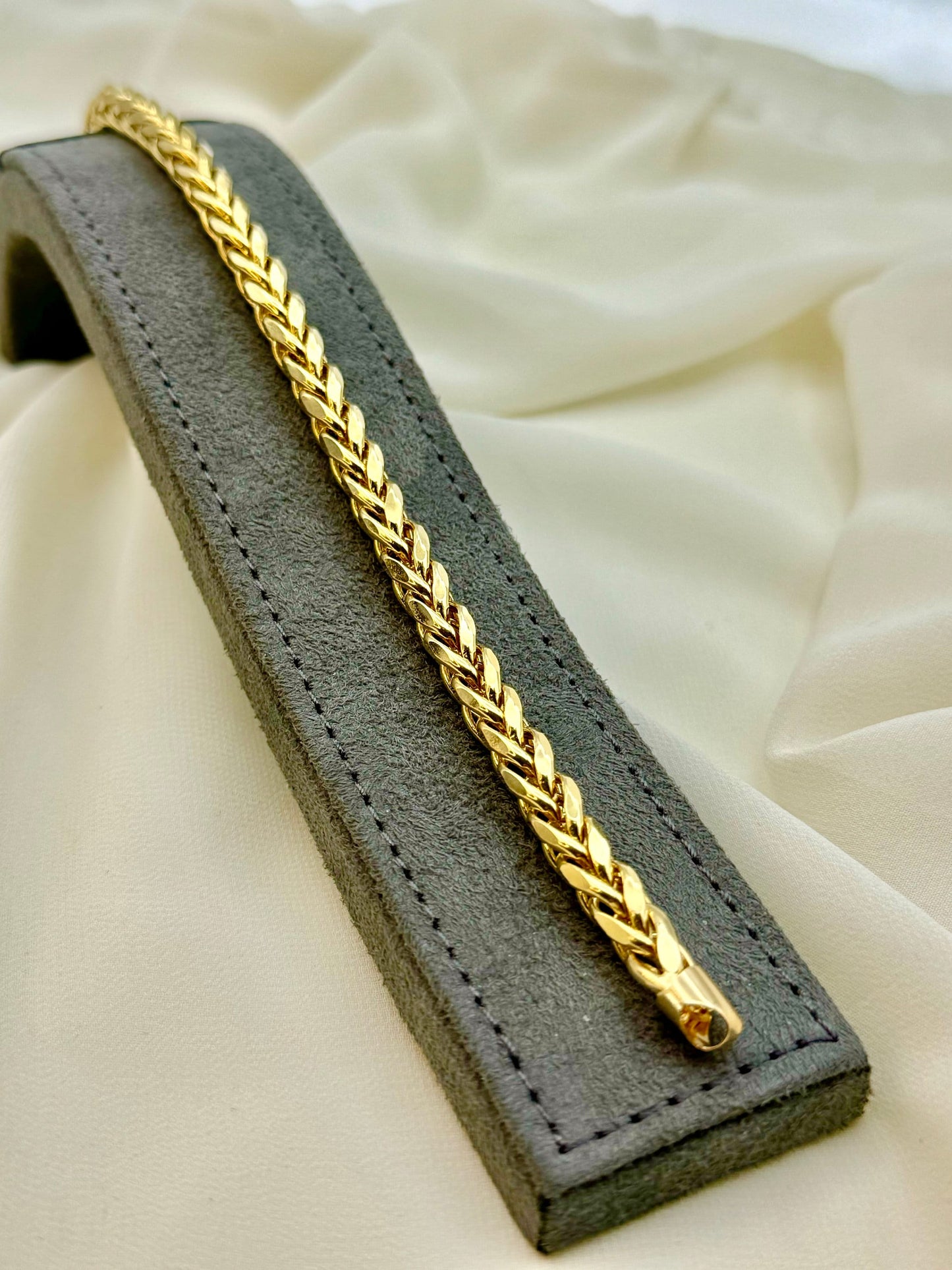 Bracelet chaîne Franco en or massif 18 carats pour homme | 22,2 cm | Or jaune pur 18 carats | Bracelet lourd et élégant | Cadeau d'anniversaire idéal