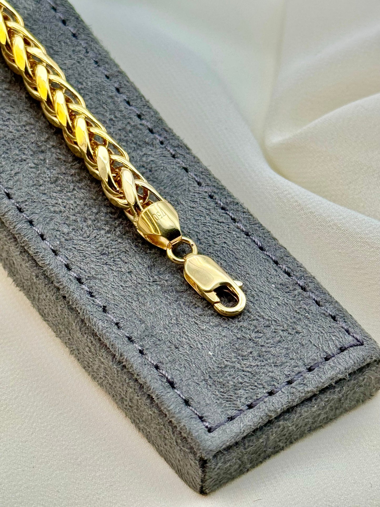 Bracelet chaîne Franco en or massif 18 carats pour homme | 22,2 cm | Or jaune pur 18 carats | Bracelet lourd et élégant | Cadeau d'anniversaire idéal