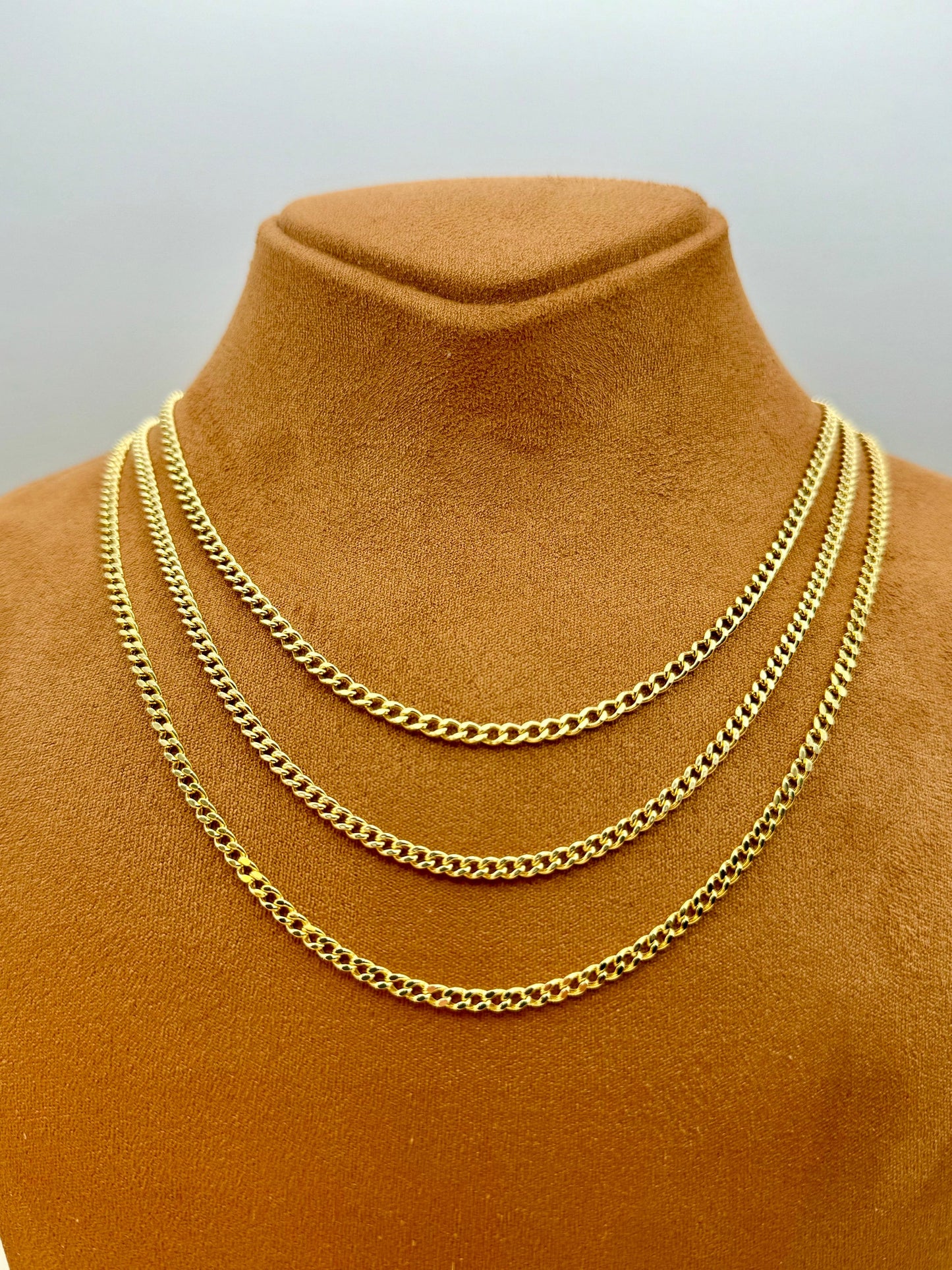18K Gold Curb Chain Necklace, 3.20mm – Real 18K Gold Chain for Him & Her, Perfect Birthday & Anniversary Gift