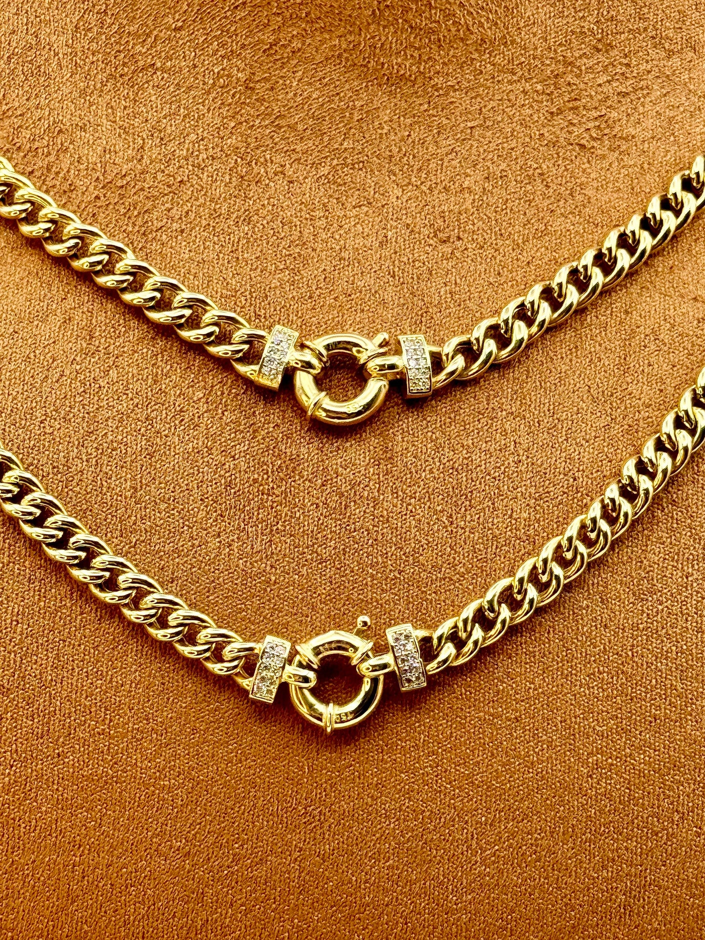 18K Solid Gold Curb Chain Necklace, 18", 5mm – Real 18K Gold Curb Necklace for Women, Elegant Gold Chain, Birthday Gift for Her.