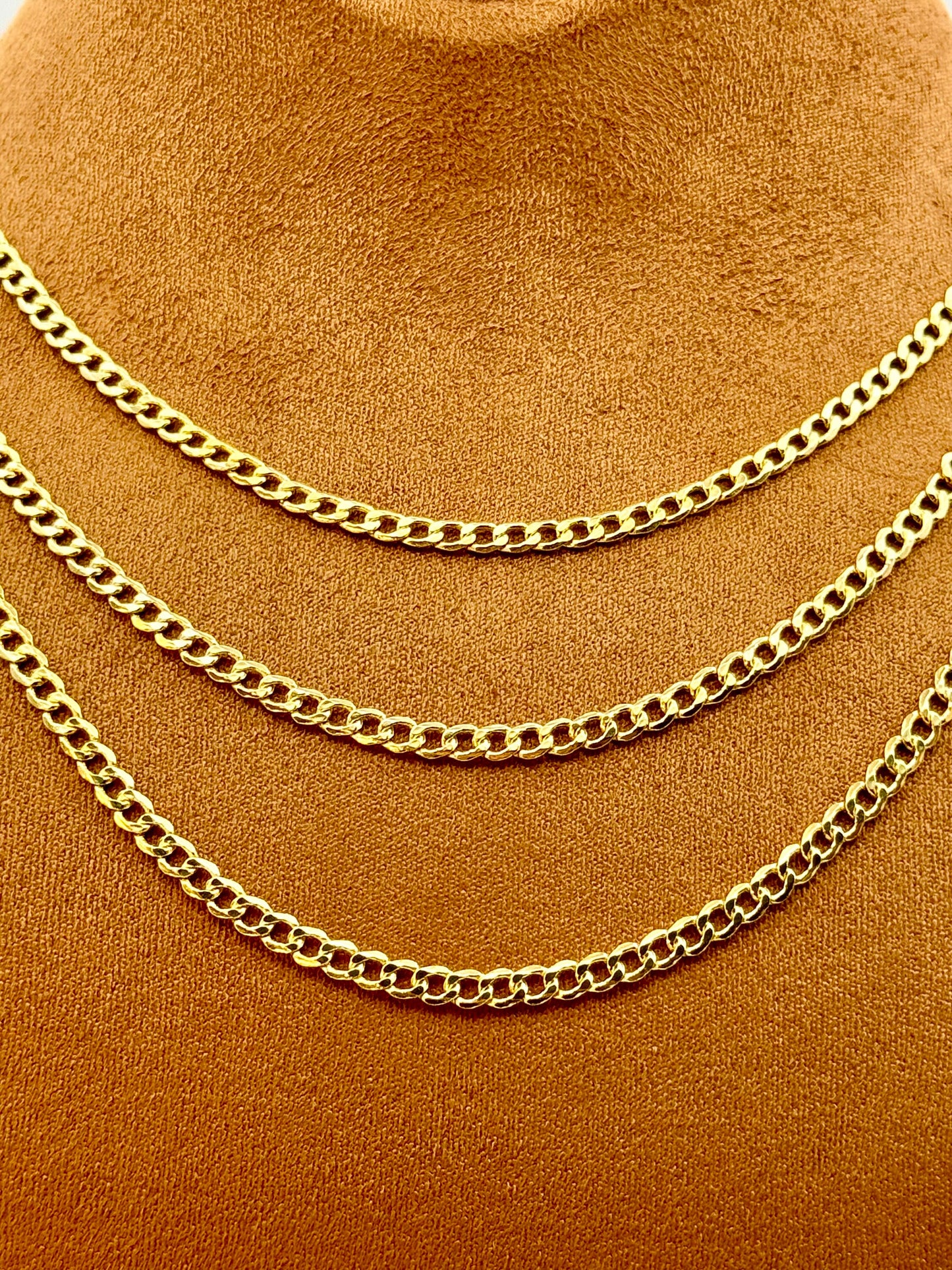 14K Real Gold Curb Link Chain – 3mm, Unisex Gold Chain, Perfect Gift for Birthday & Anniversary