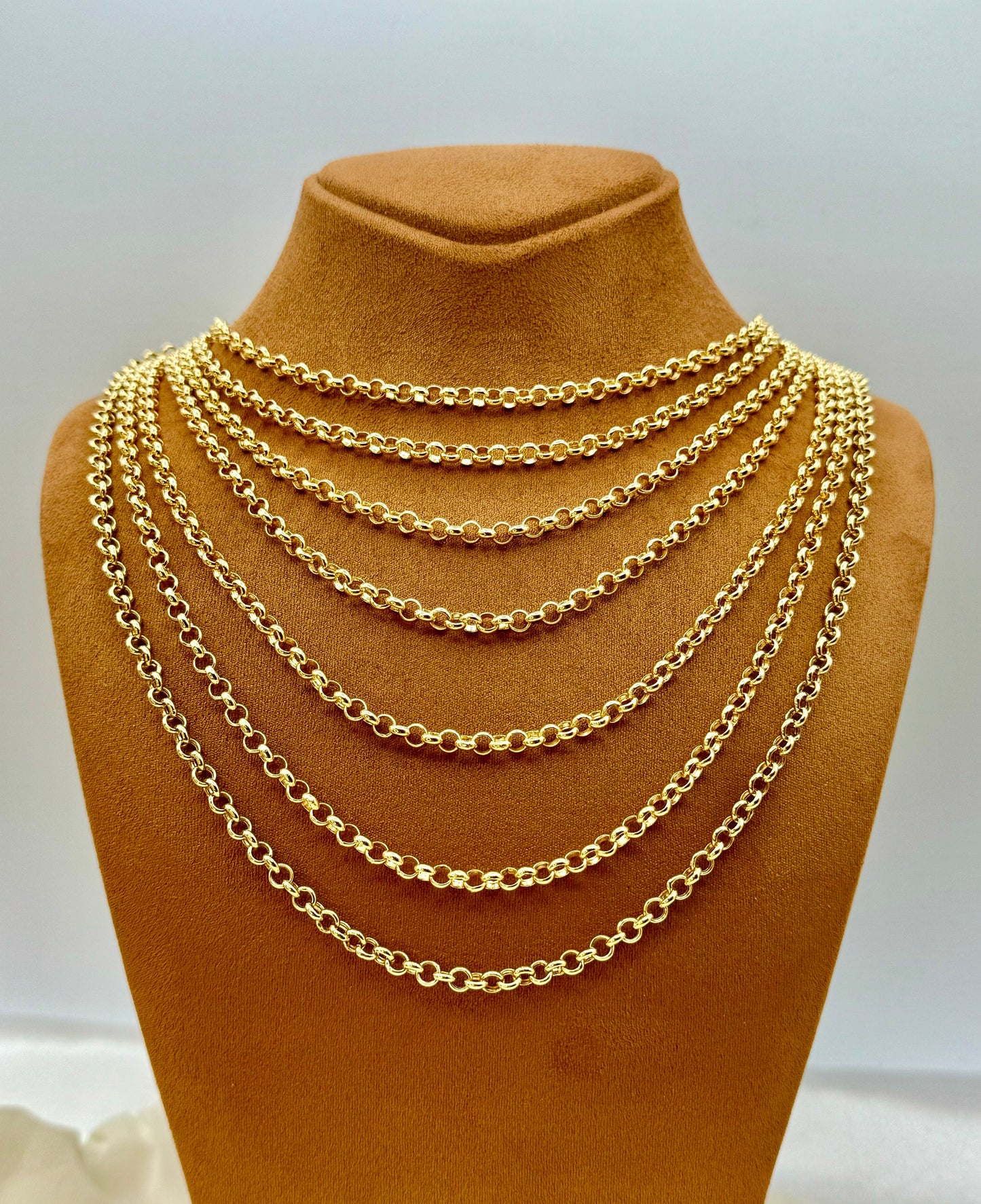 18K Solid Gold Rolo Chain Necklace, 5mm Thickness – Available in 22" to 36" Lengths, Perfect Birthday Gift