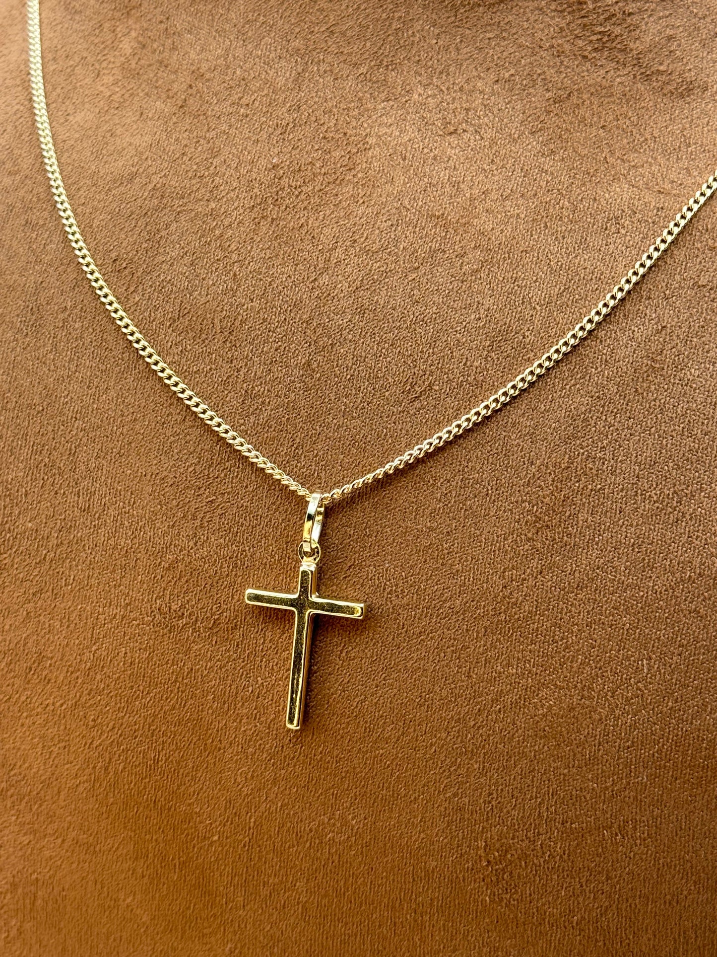 Collier croix en or massif 18 carats avec chaîne gourmette diamantée – 50,8 cm (2 mm), brillant et résistant, cadeau idéal pour elle ou lui, cadeau d'anniversaire