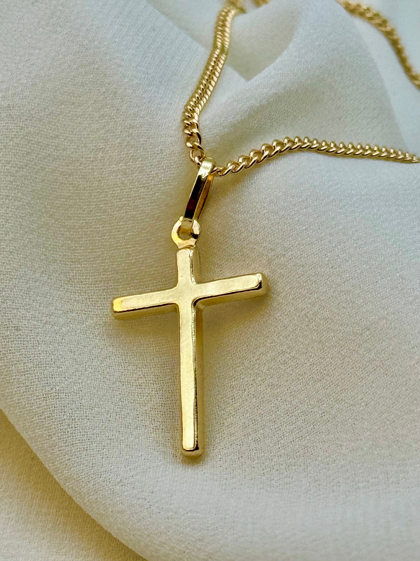Collier croix en or massif 18 carats avec chaîne gourmette diamantée – 50,8 cm (2 mm), brillant et résistant, cadeau idéal pour elle ou lui, cadeau d'anniversaire