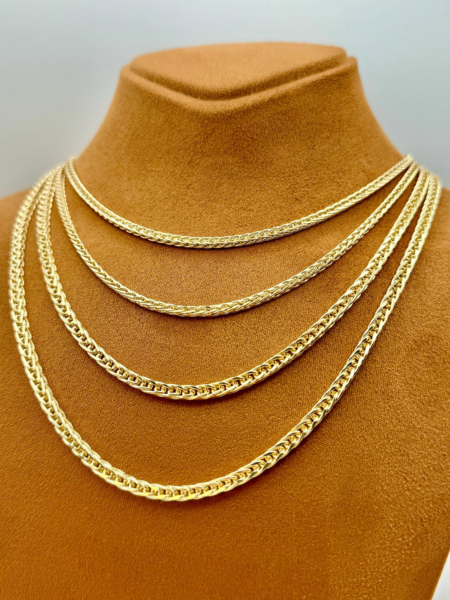 Chaîne Franco en or massif 14 carats – Design queue de renard premium | Chaîne Franco carrée tendance | Cadeau idéal pour elle et lui