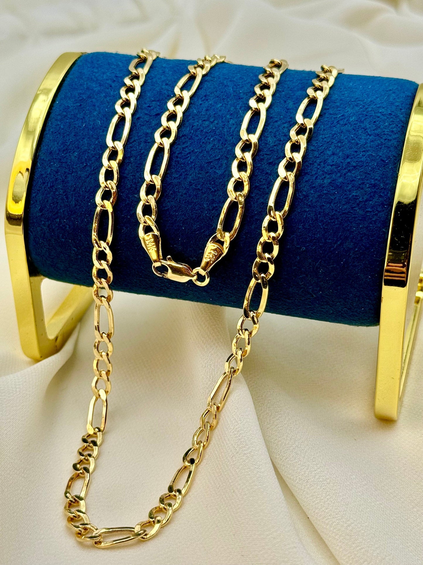 14k Gold Figaro Chain, 5mm, Real Gold Necklace, Gold Chain for Him & Her, Birthday & Christmas Gift