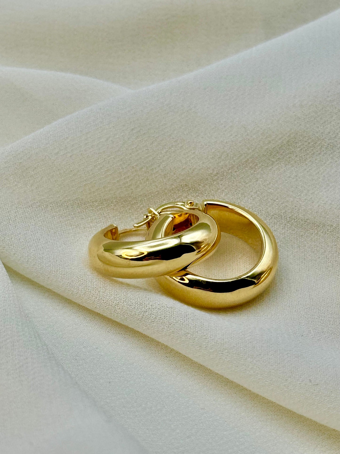 Créoles en or 18 carats – Grosses créoles pour elle | Boucles d'oreilles en or véritable | Cadeau d'anniversaire, de fête des Mères ou de fête des mères