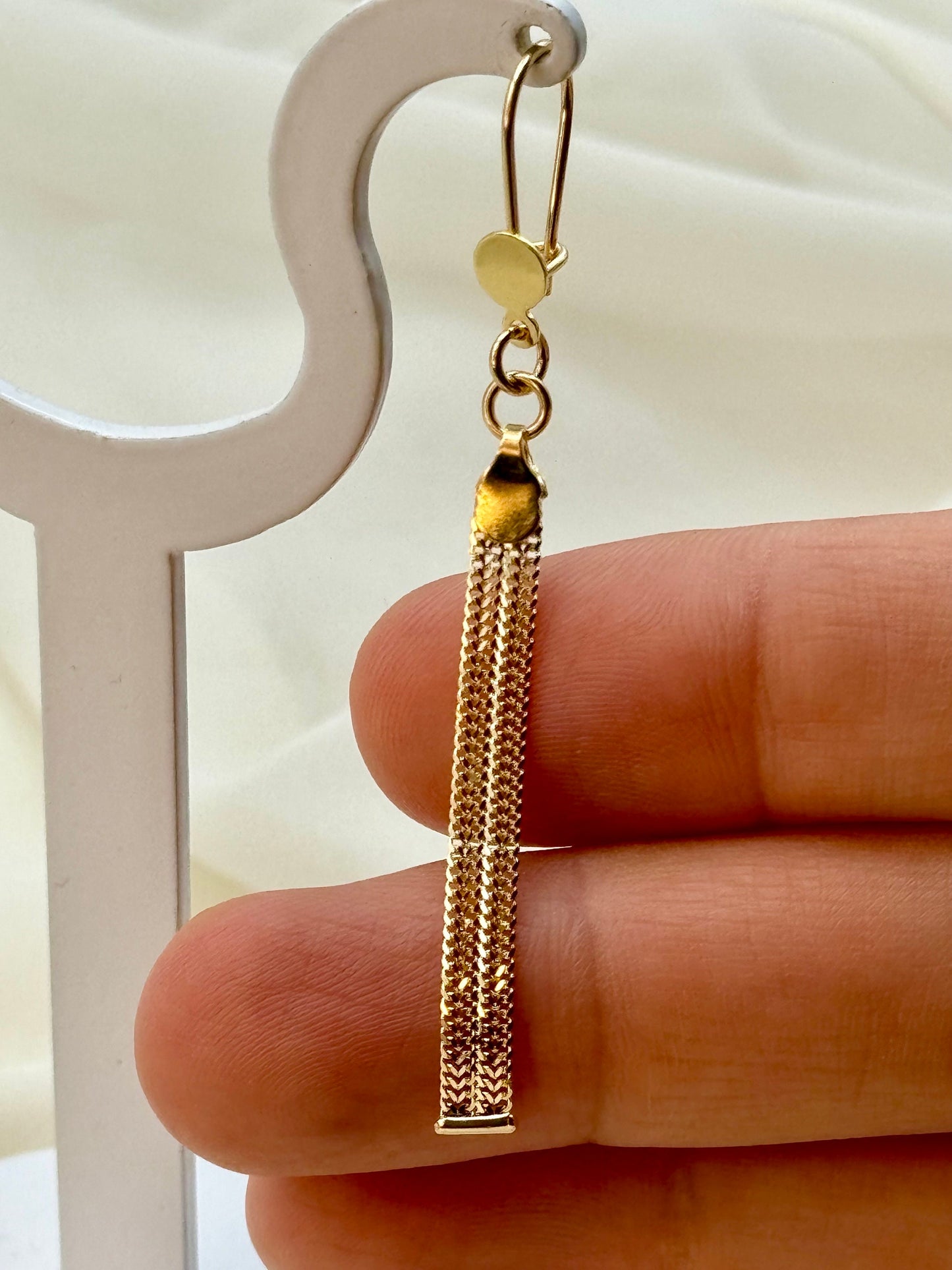 Boucles d'oreilles pendantes à pampilles en or 18 carats | Boucles d'oreilles pendantes à franges en or véritable | Cadeau élégant.