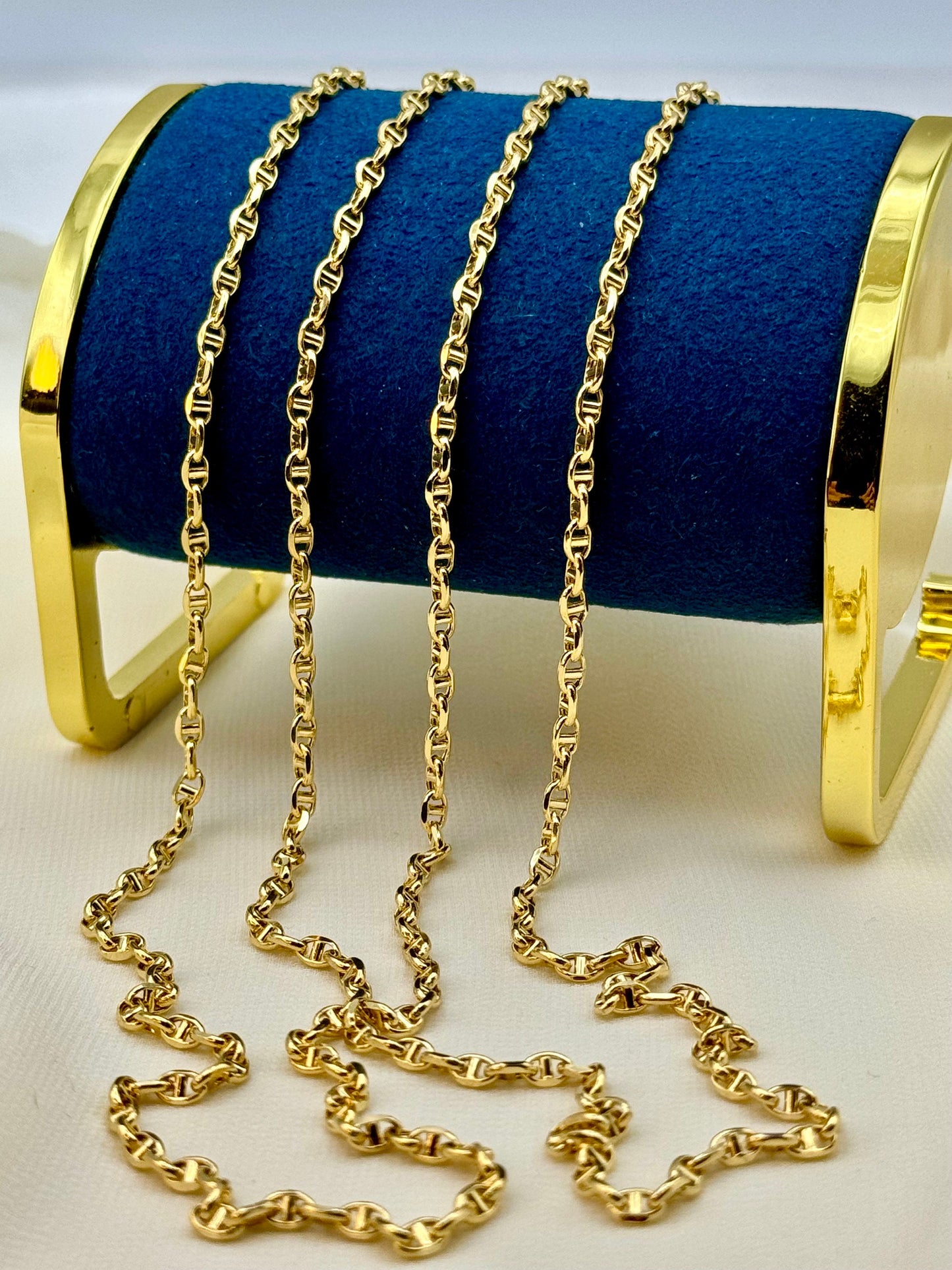Collier chaîne d'ancre en or massif 18 carats, 3,20 mm, chaîne Mariner en or, pour elle et lui, cadeau d'anniversaire et de Noël