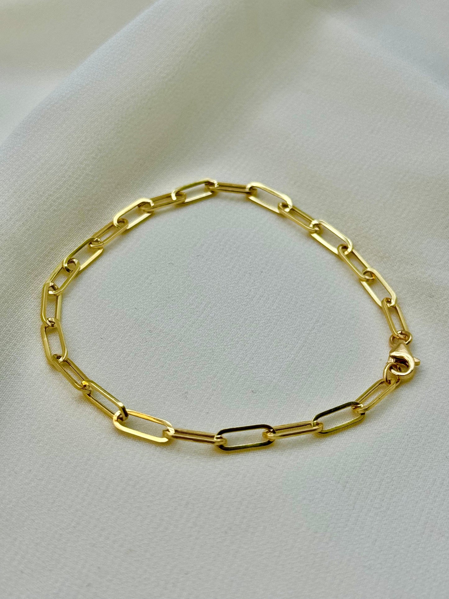 Bracelet trombone en or 18 carats, maillon ovale moyen, pour femme, petite amie, maman, cadeau d'anniversaire ou de mariage