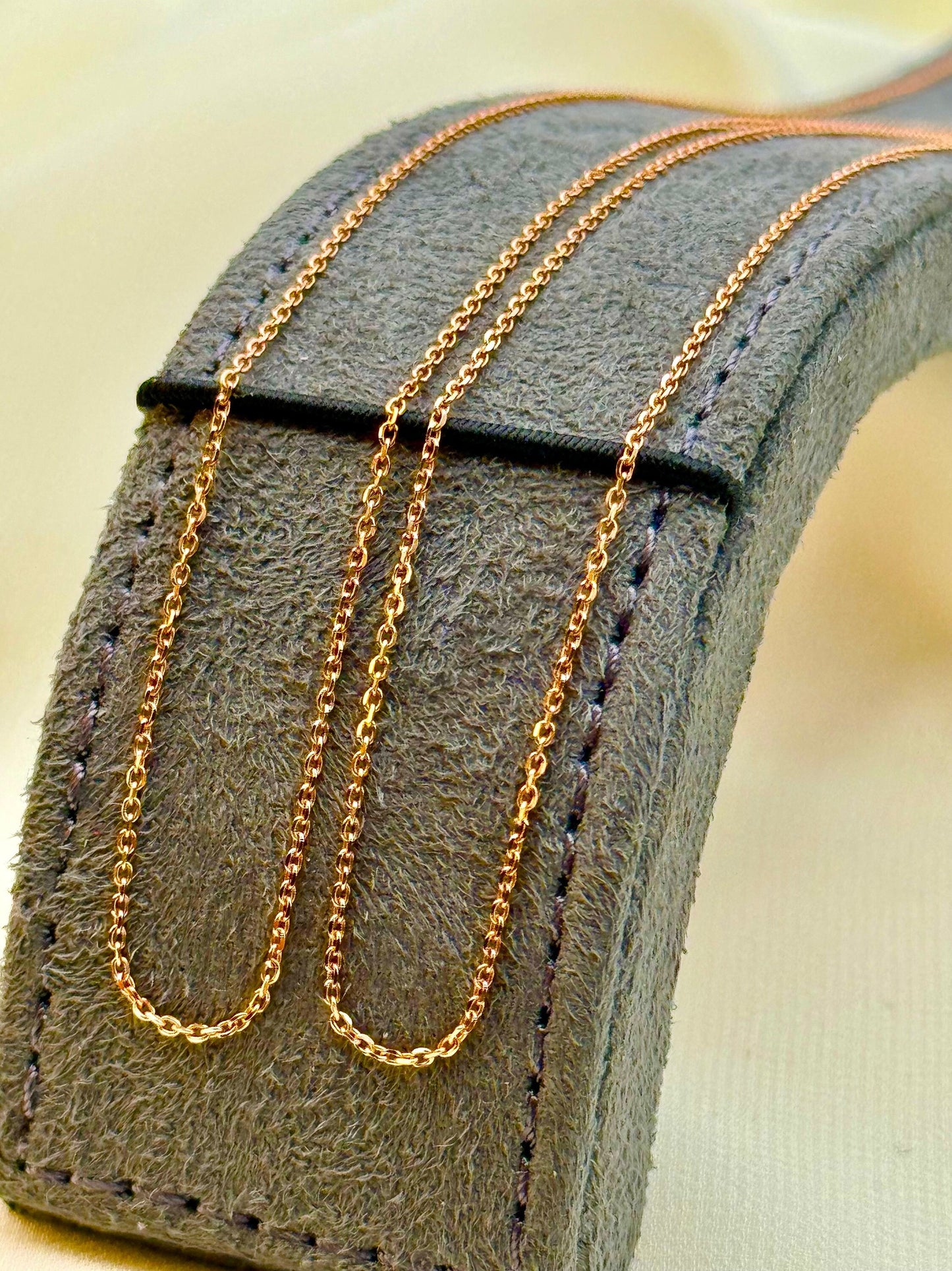 18k solid Gold Cable Chain Rose gold colour,18 inches , 1mm, gift for her, Cable Gold Chain, 18k Rose Gold Chain, Birthday Gift for Her .