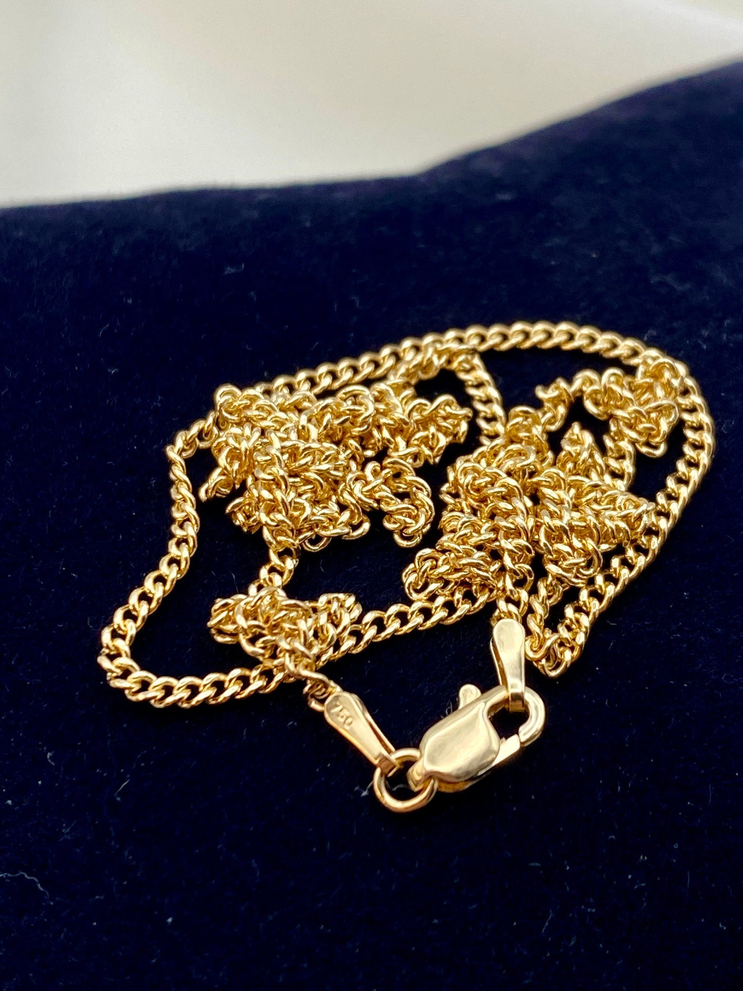 18K Solid Gold Curb Link Chain Necklace & Bracelet Set – 2mm | Real Gold Jewelry for Him & Her | Unisex 18K Gold Curb Chain