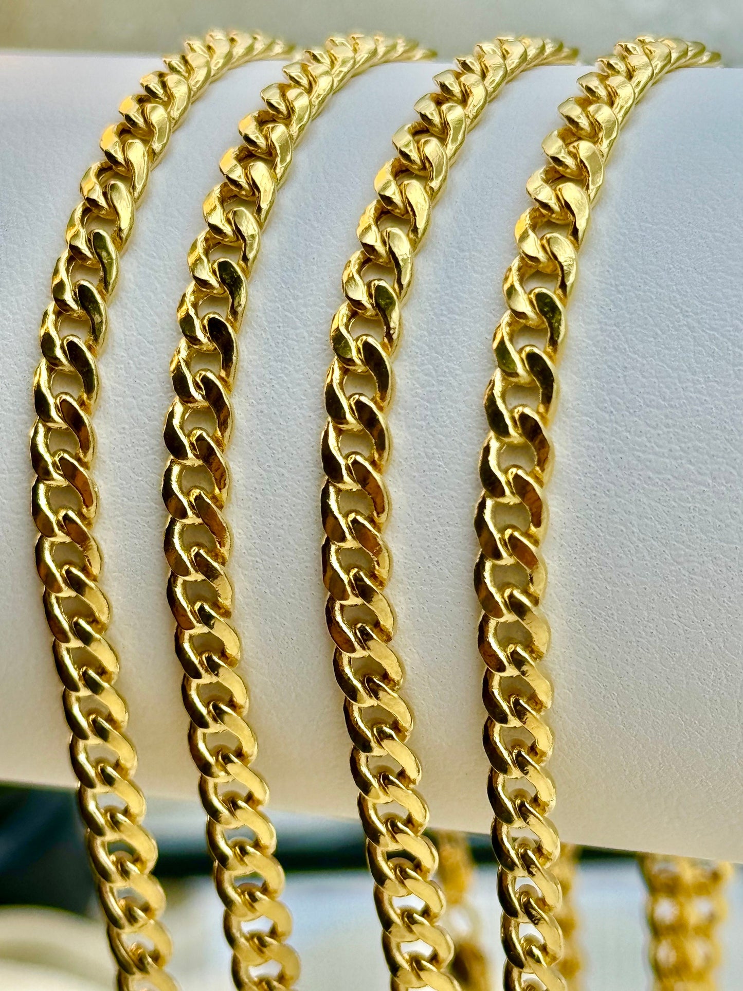 18K Solid Gold Curb Chain Necklace – 23.5", 4mm, Unisex Gold Chain, Perfect for Christmas & Birthday Gifts