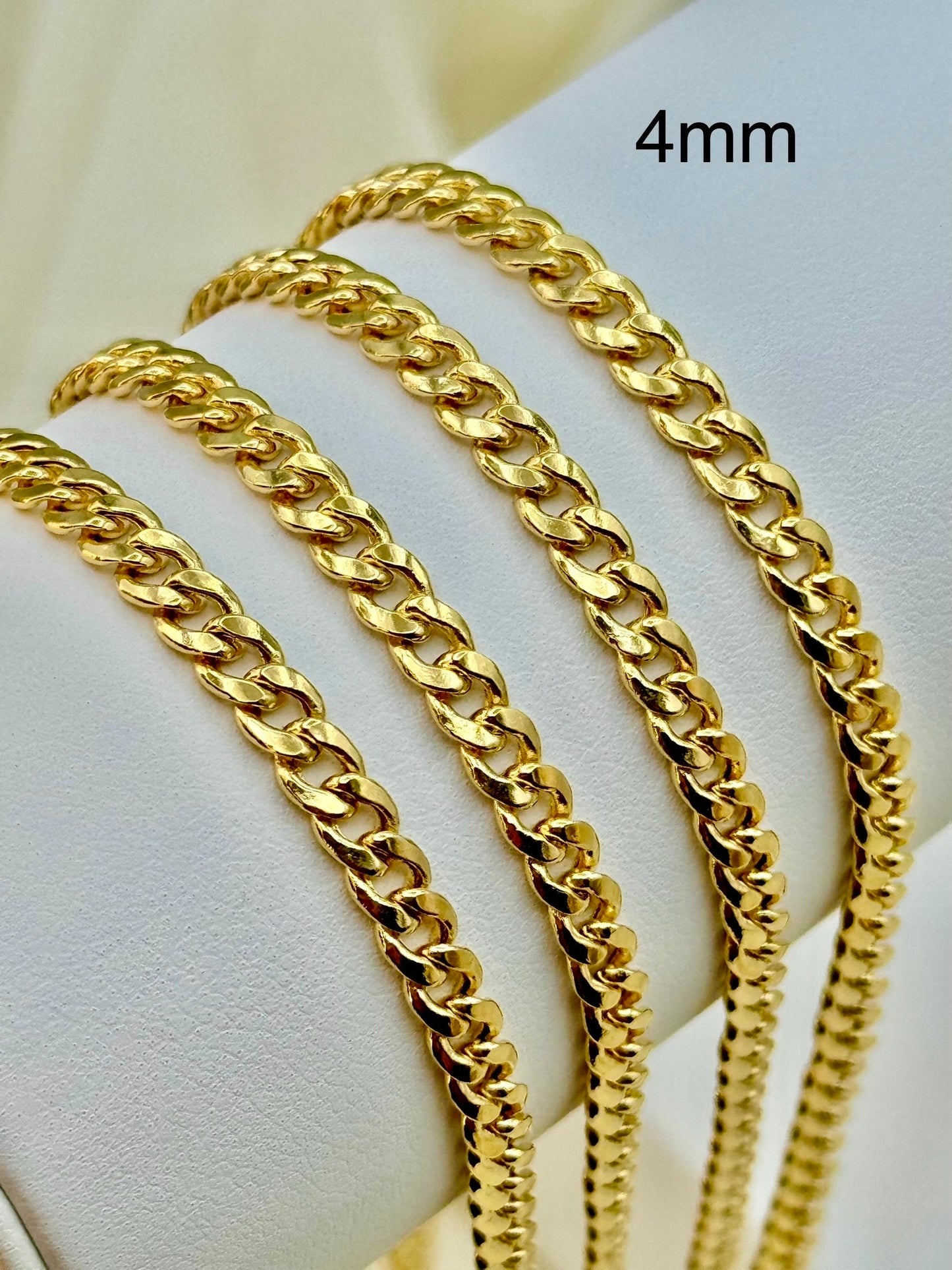 18K Solid Gold Curb Chain Necklace – 23.5", 4mm, Unisex Gold Chain, Perfect for Christmas & Birthday Gifts