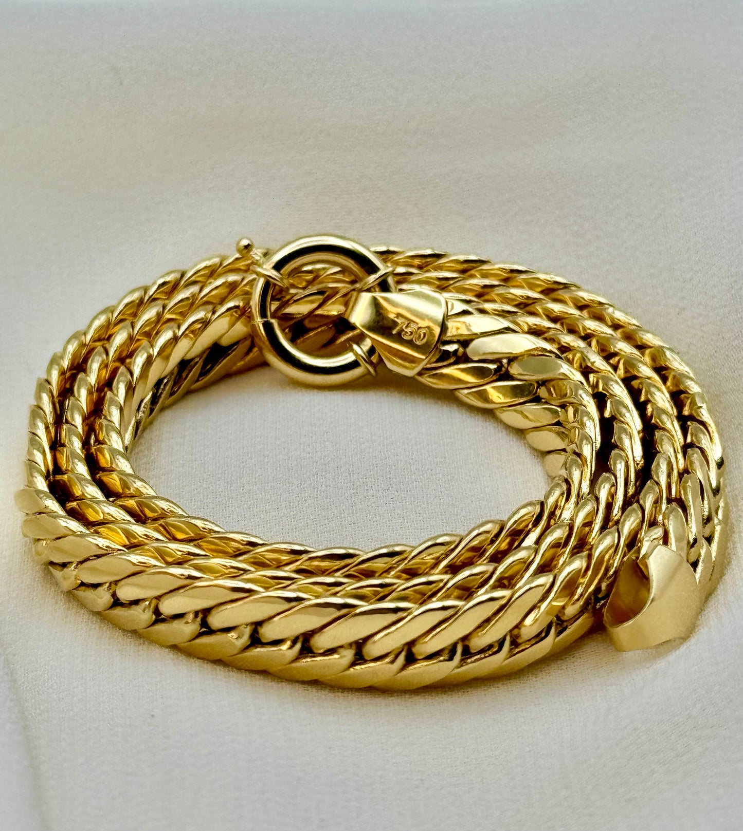 18k Solid Gold Curb Chain Necklace | 7mm Cuban Choker | 18" | Real 18k Gold | Perfect Anniversary & Birthday Gift