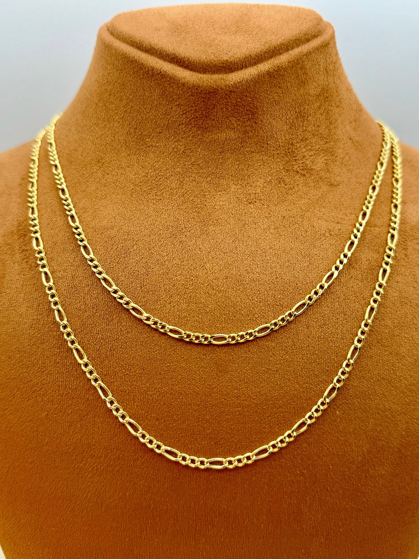 Collier chaîne Figaro en or 18 carats – Or véritable 3 mm pour hommes et femmes | Cadeau d'anniversaire parfait.
