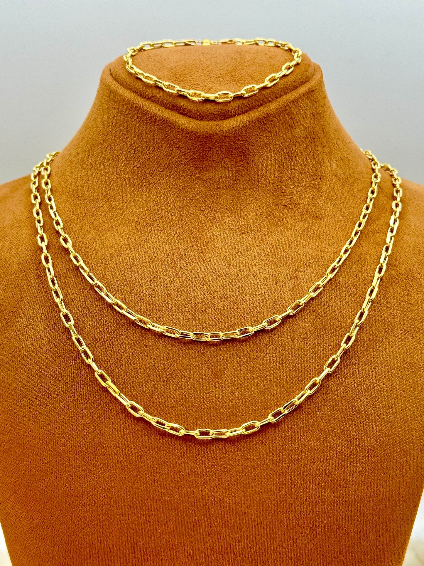 Collier chaîne forçat en or massif 18 carats – 45,7 cm, 50,8 cm, 55,9 cm | Chaîne en or véritable de 3,5 mm pour homme et femme | Cadeau idéal pour un usage quotidien ou un anniversaire