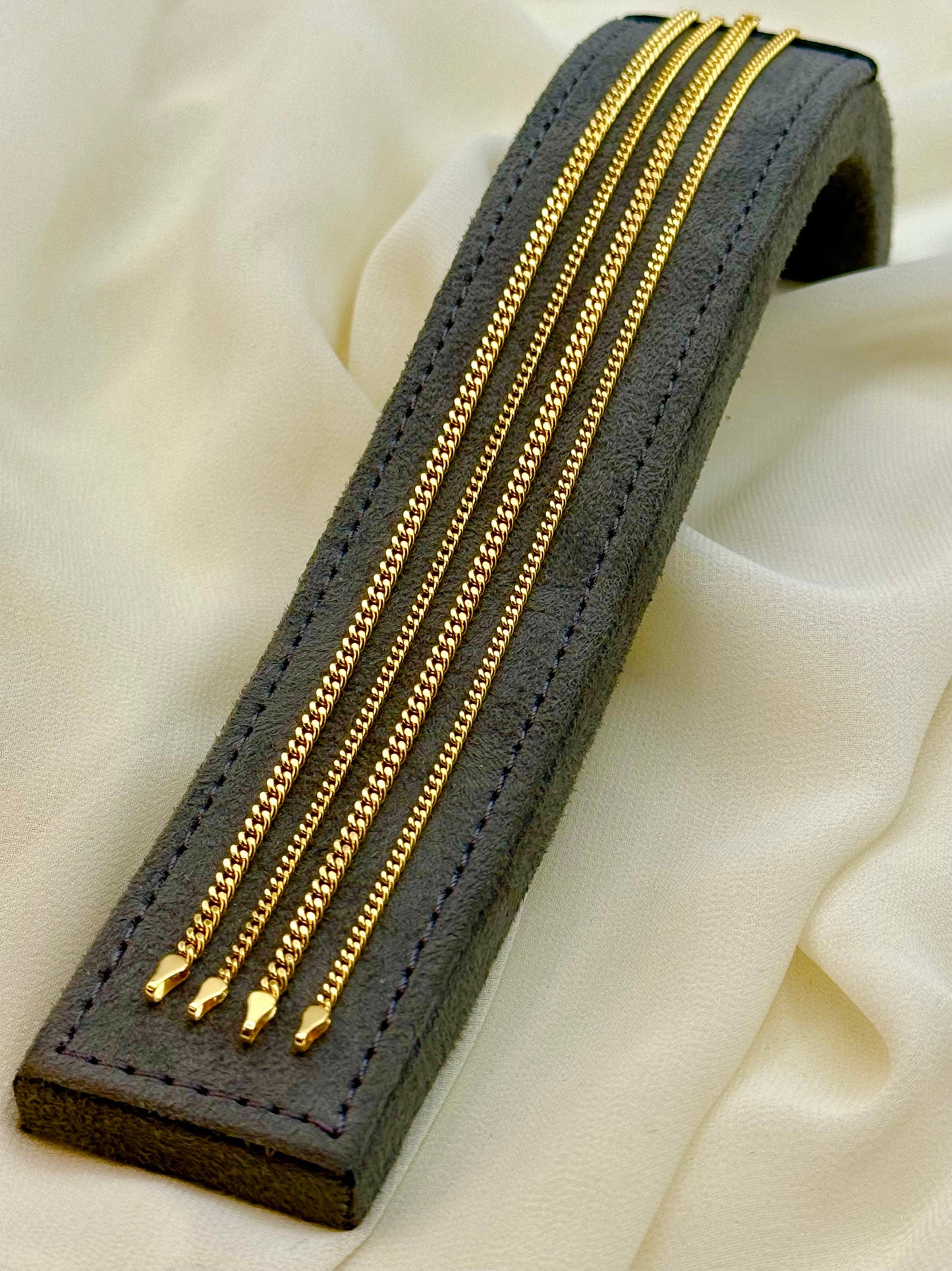 Bracelet gourmette en or véritable 18 carats – Chaîne cubaine de 2,8 mm et 2 mm, unisexe, longueur 19 cm, idéal pour un anniversaire.