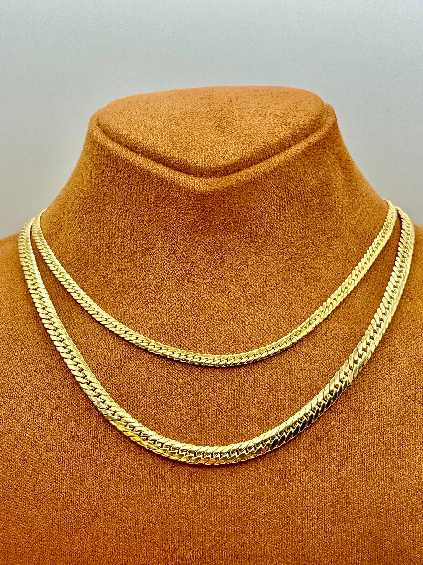 Collier chaîne à maillons gourmette en or 18 carats, 4 mm, 5 mm, or véritable, chaîne en or pour homme, chaîne en or pour femme, gourmette en or 18 carats, pour elle, pour lui, cadeau d'anniversaire