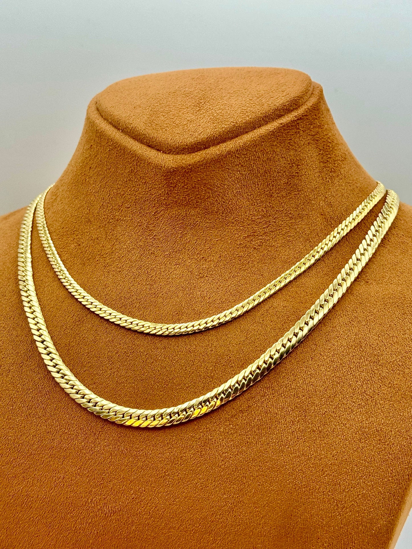 Collier chaîne à maillons gourmette en or 18 carats, 4 mm, 5 mm, or véritable, chaîne en or pour homme, chaîne en or pour femme, gourmette en or 18 carats, pour elle, pour lui, cadeau d'anniversaire