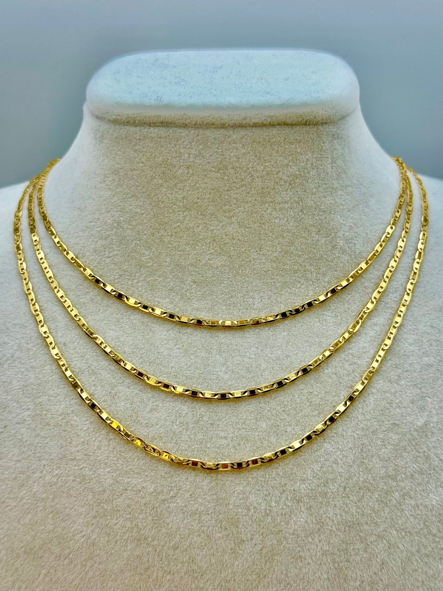 18K Solid Gold Anchor Chain Necklace – 2.3mm Mariner Link | Unisex Gold Necklace for Him & Her | Birthday & Christmas Gift