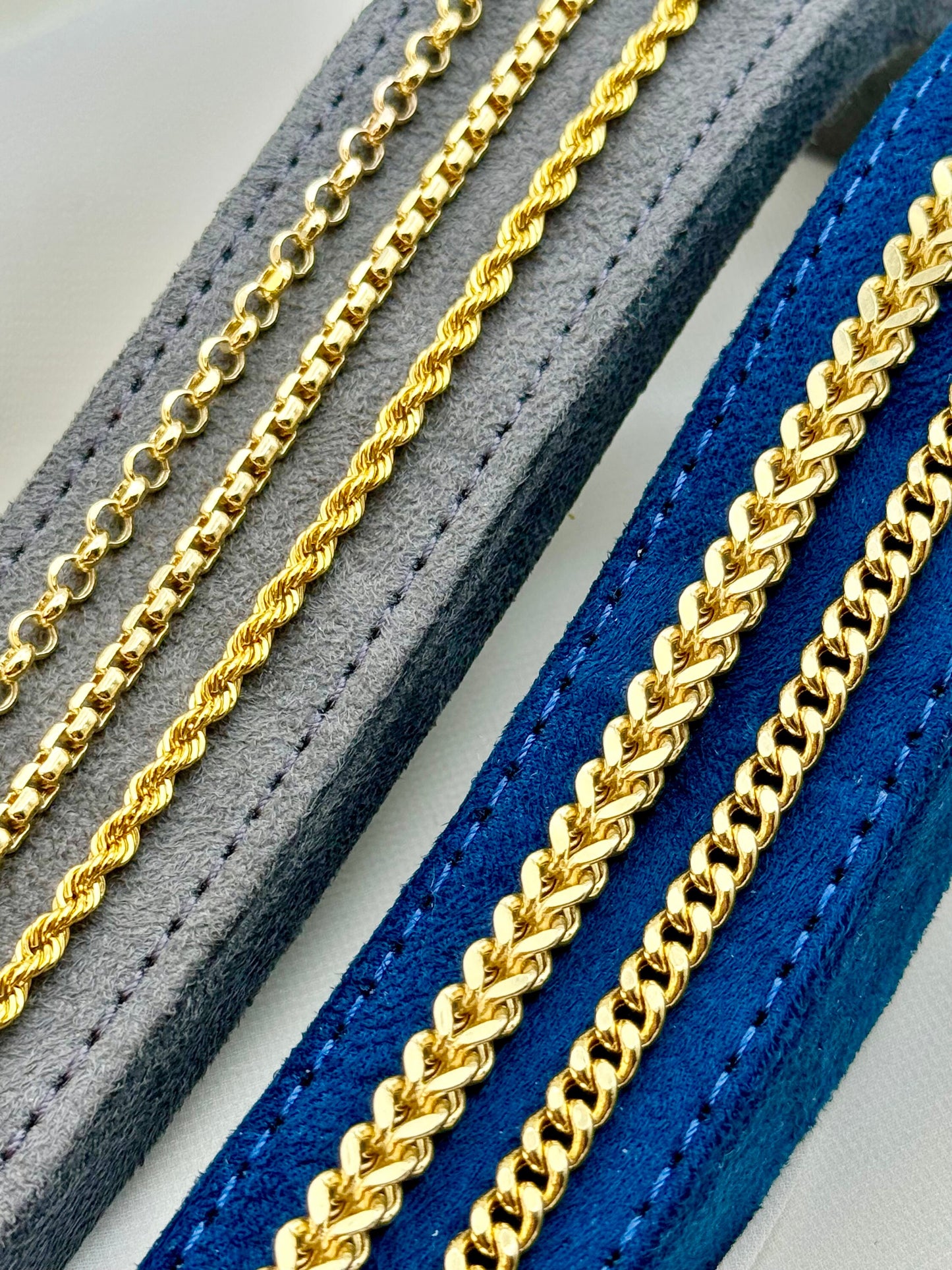 Collection de bracelets en or massif 14 carats – Styles Rolo, Box, Rope, Franco et Curb – Parfait pour lui ou elle, choix de cadeau idéal