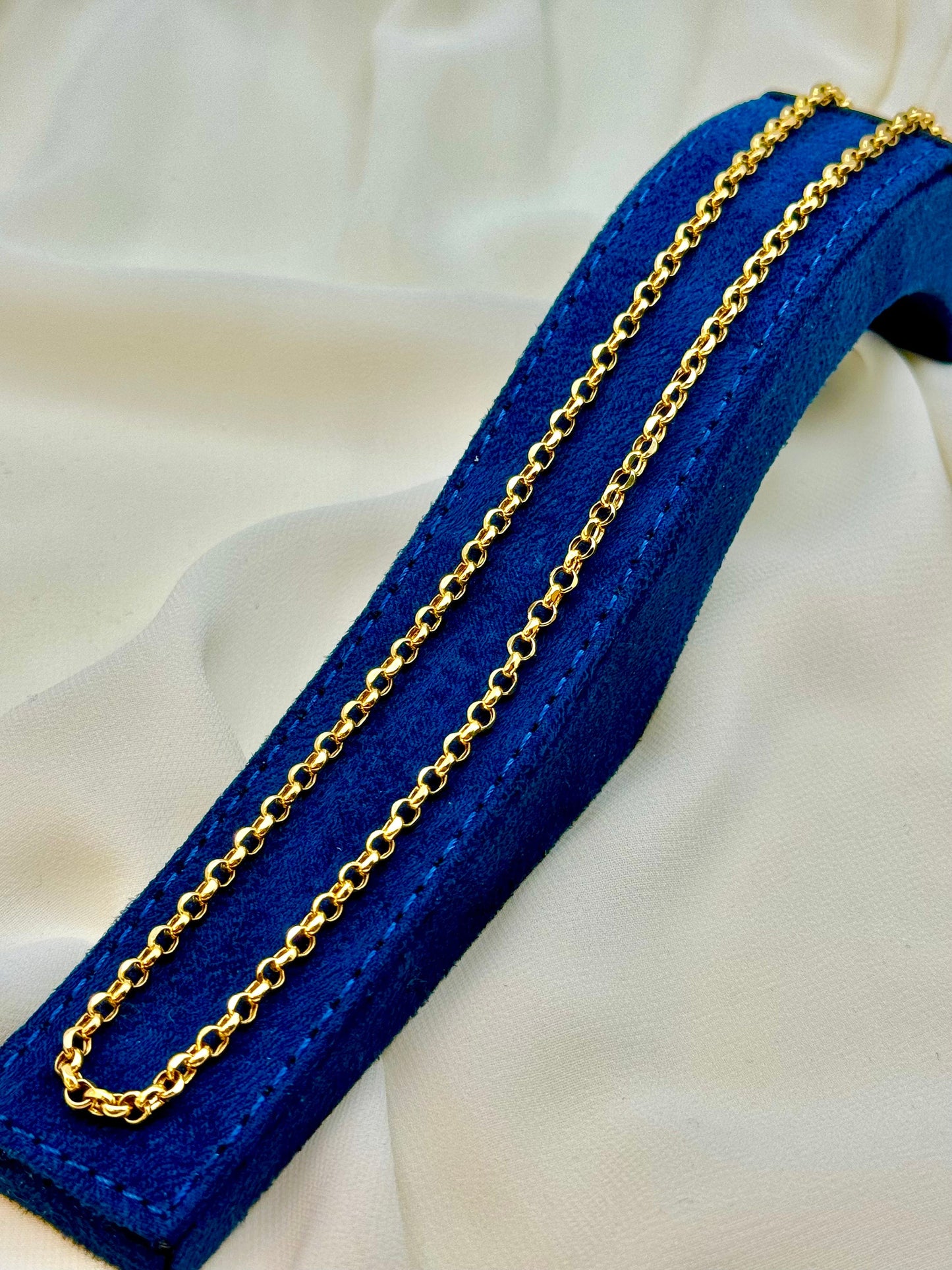 Collier chaîne rolo en or massif 18 carats - 4 mm, chaîne à maillons rolo en or 18 carats, pour elle, pour lui, cadeau d'anniversaire, cadeau d'anniversaire, cadeau de tous les jours