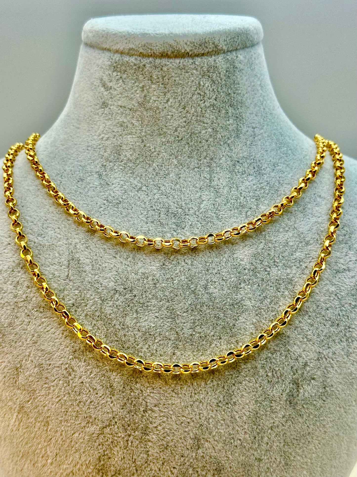 Collier chaîne rolo en or massif 18 carats - 4 mm, chaîne à maillons rolo en or 18 carats, pour elle, pour lui, cadeau d'anniversaire, cadeau d'anniversaire, cadeau de tous les jours