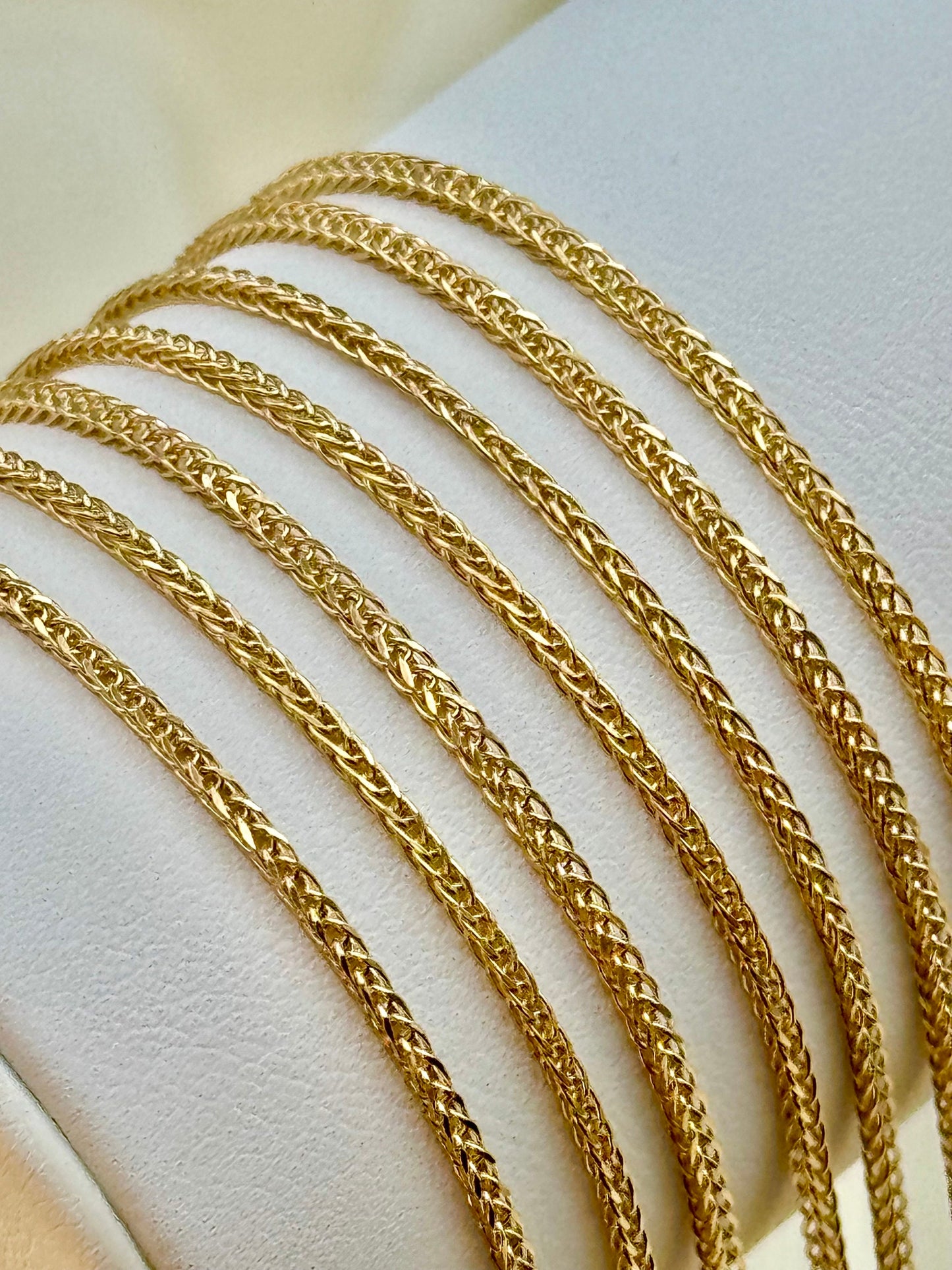 14K Real Gold Franco Chain Necklace, 1.5mm – Foxtail Design, Perfect Gift for Him or Her, Best Friend Birthday Gift