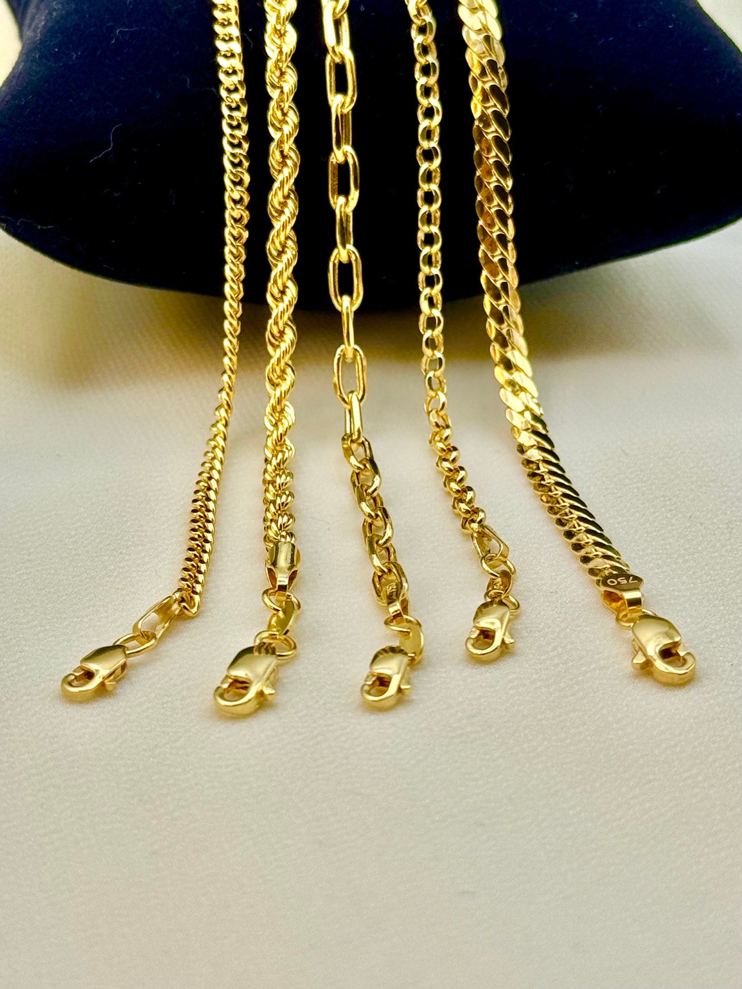 18K Real Gold Rolo, Curb, Rope & 18K Cable Bracelets – Unisex Gold Bracelets for Men & Women | Perfect Gift for Any Occasion