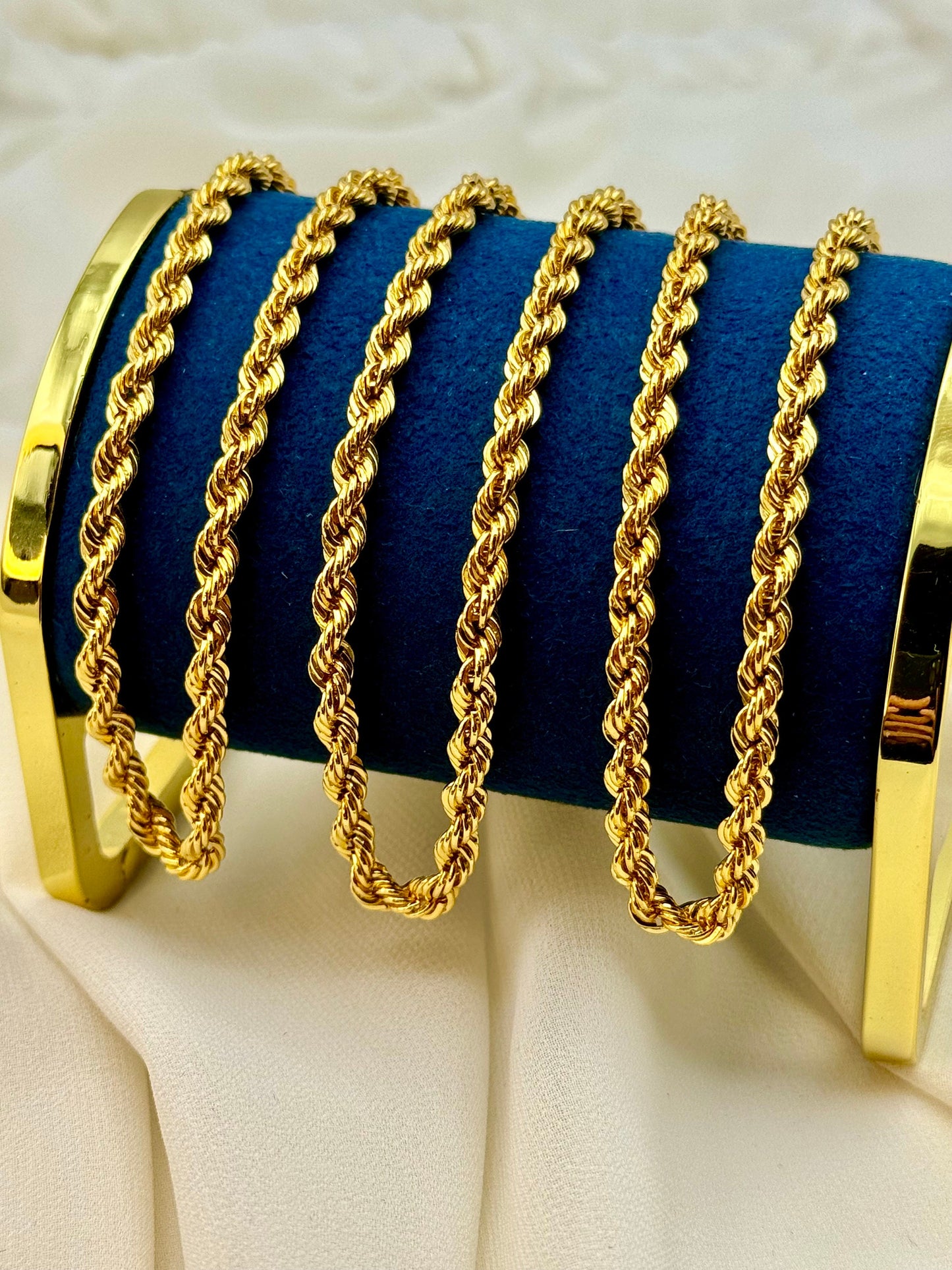 14K Solid Gold Rope Chain Diamond Cut Necklace – 4.5mm Thickness, Available in 24", 22", 20", Real 14K Gold, Perfect Birthday Gift