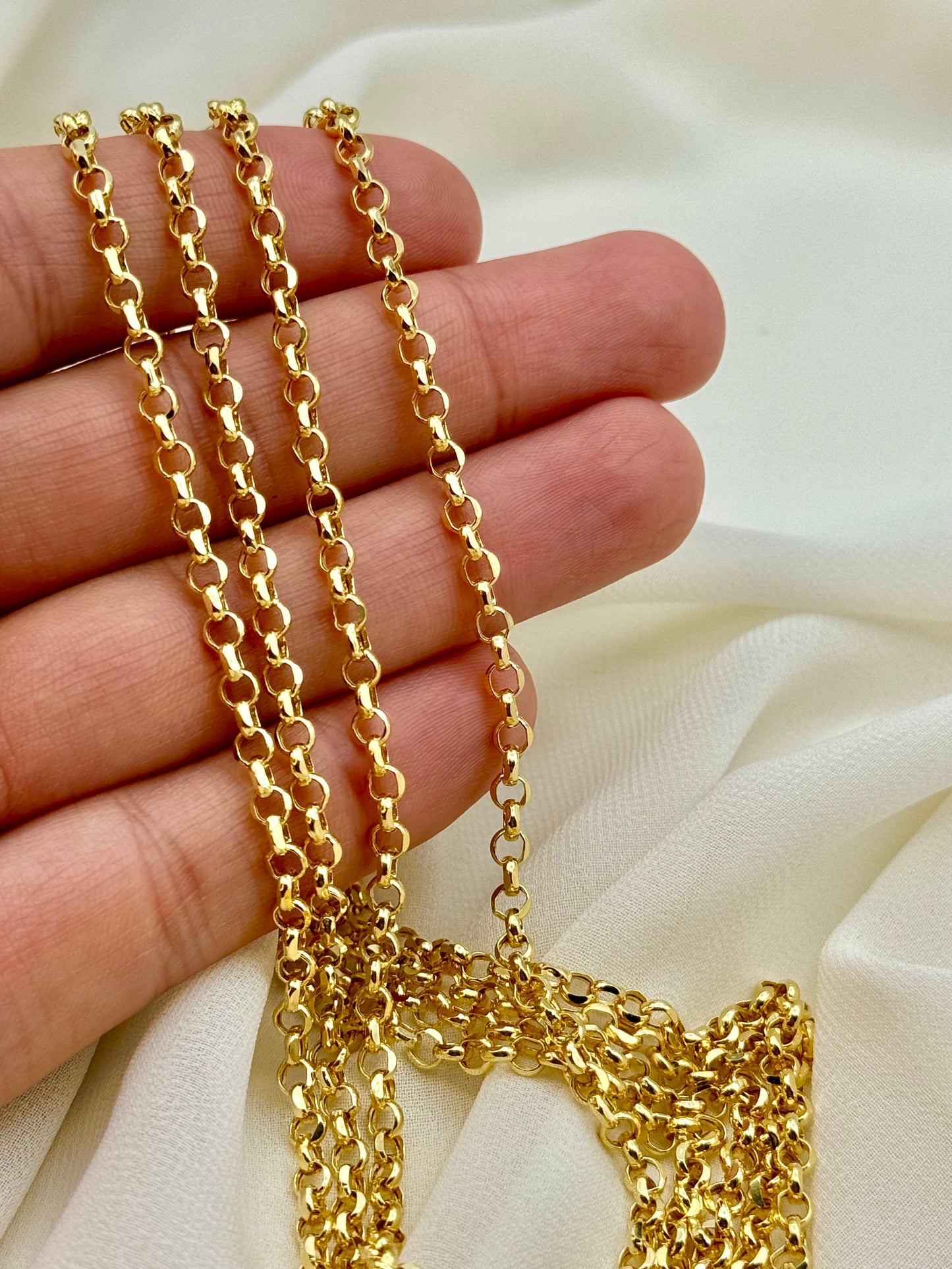 14k Gold Rolo Chain Necklace – 3.5mm, Real 14k Gold, Everyday Chain for Him & Her, Perfect Birthday Gift.
