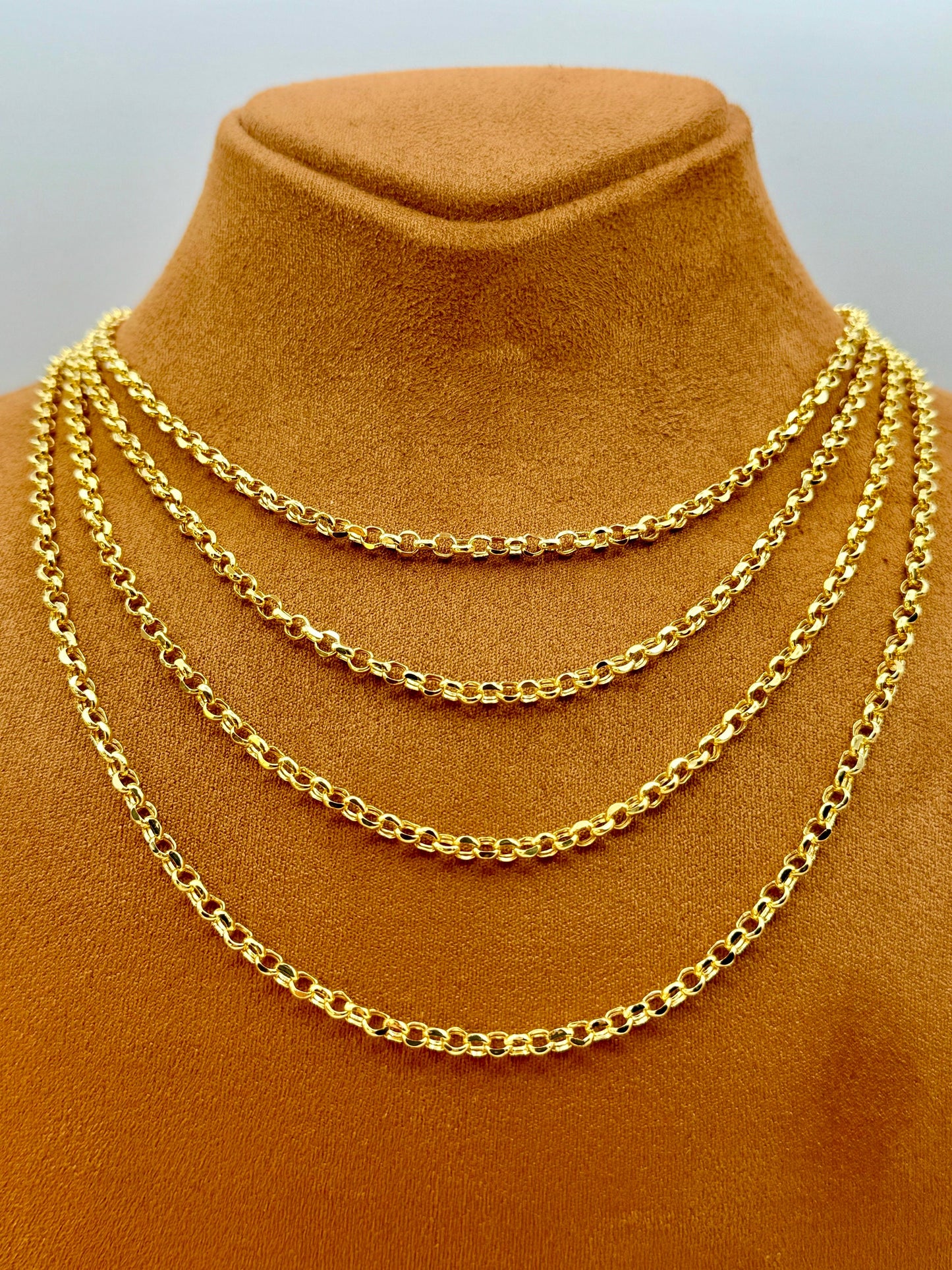 14k Gold Rolo Chain Necklace – 3.5mm, Real 14k Gold, Everyday Chain for Him & Her, Perfect Birthday Gift.