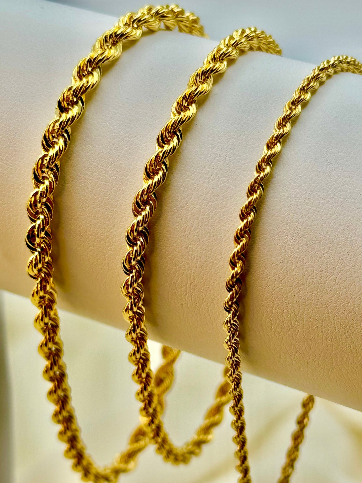 18K Real Gold Rope Chain Bracelet - Yellow 18K Twisted Bracelet for Men & Women - Pure 18K Gold - 7.5" - Perfect Birthday Gift!