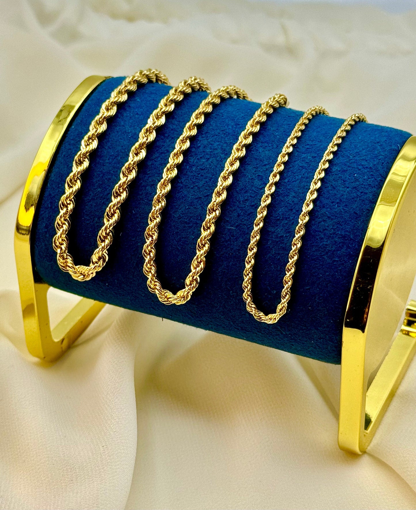 18K Real Gold Rope Chain Bracelet - Yellow 18K Twisted Bracelet for Men & Women - Pure 18K Gold - 7.5" - Perfect Birthday Gift!