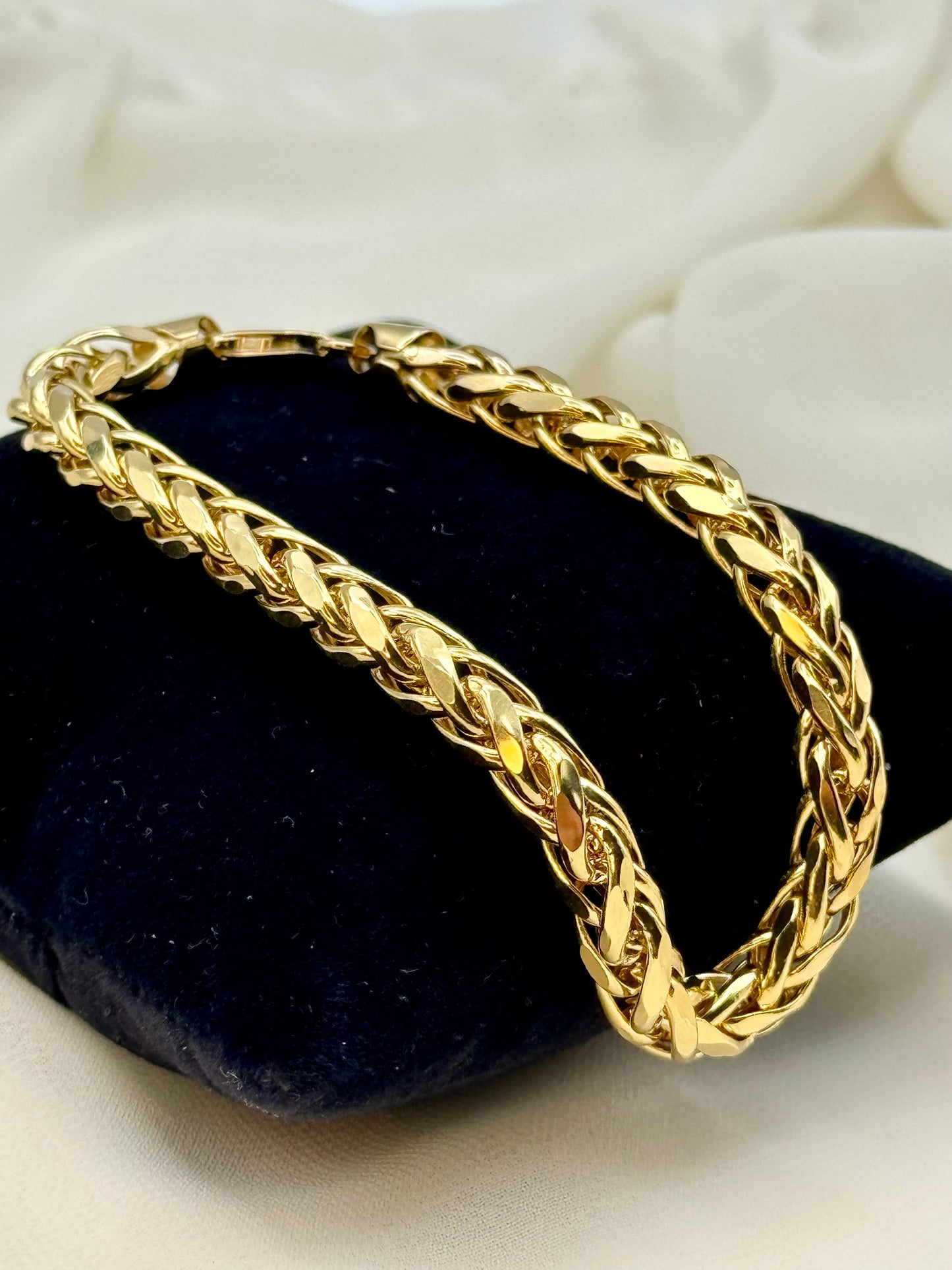 Bracelet chaîne Franco en or massif 18 carats pour homme | 22,2 cm | Or jaune pur 18 carats | Bracelet lourd et élégant | Cadeau d'anniversaire idéal