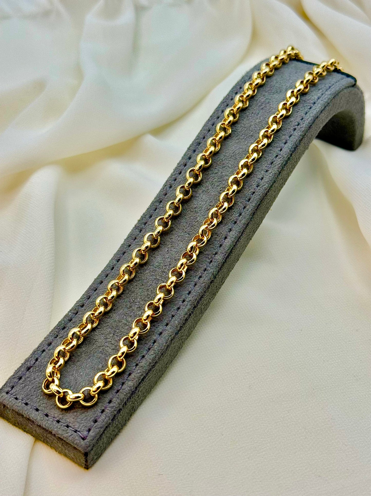 18k Solid Gold Rolo Chain Necklace | 5mm | Available in 19.5", 22", 24" | Elegant Anniversary & Birthday Gift.