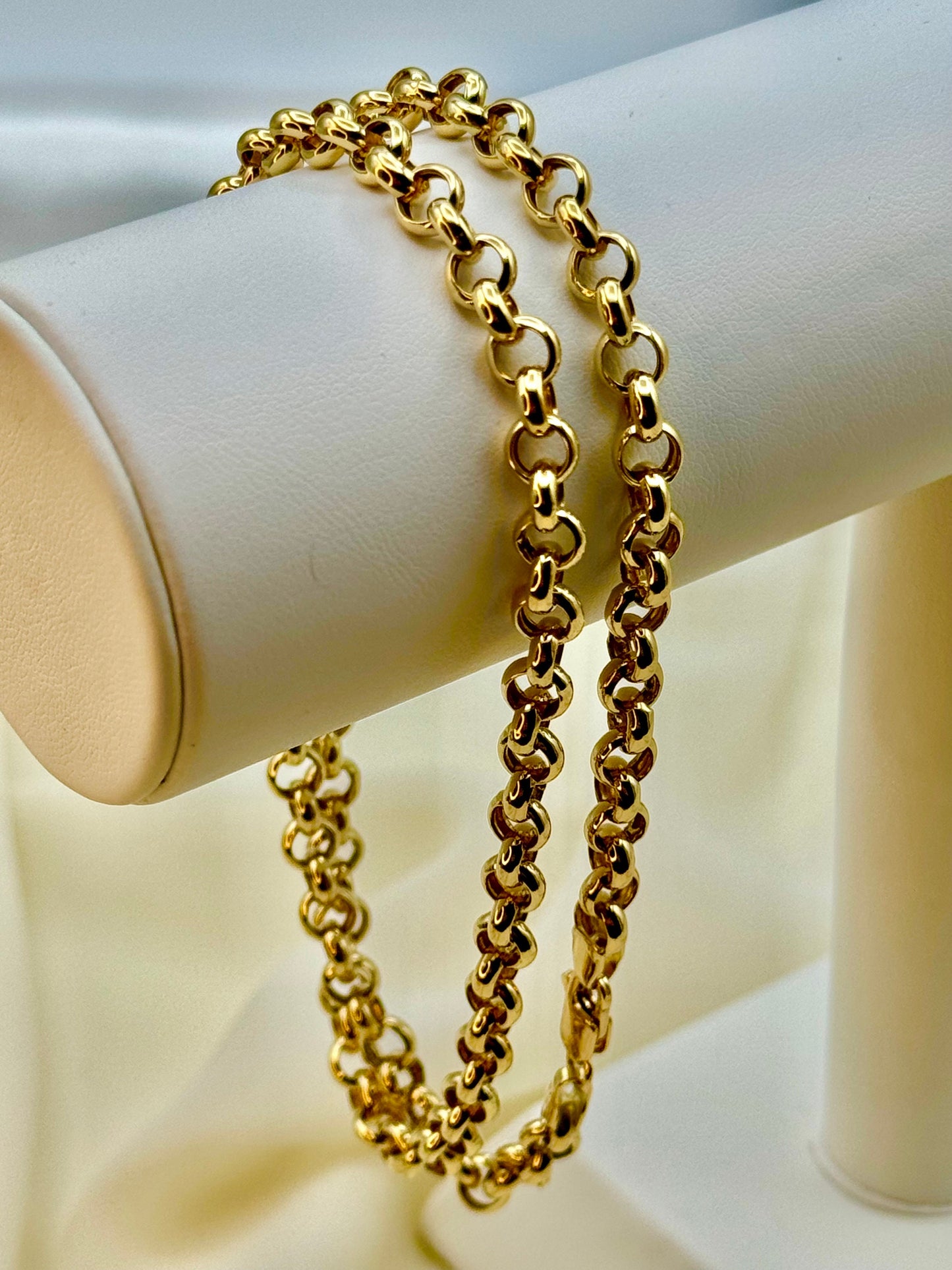 18k Solid Gold Rolo Chain Necklace | 5mm | Available in 19.5", 22", 24" | Elegant Anniversary & Birthday Gift.