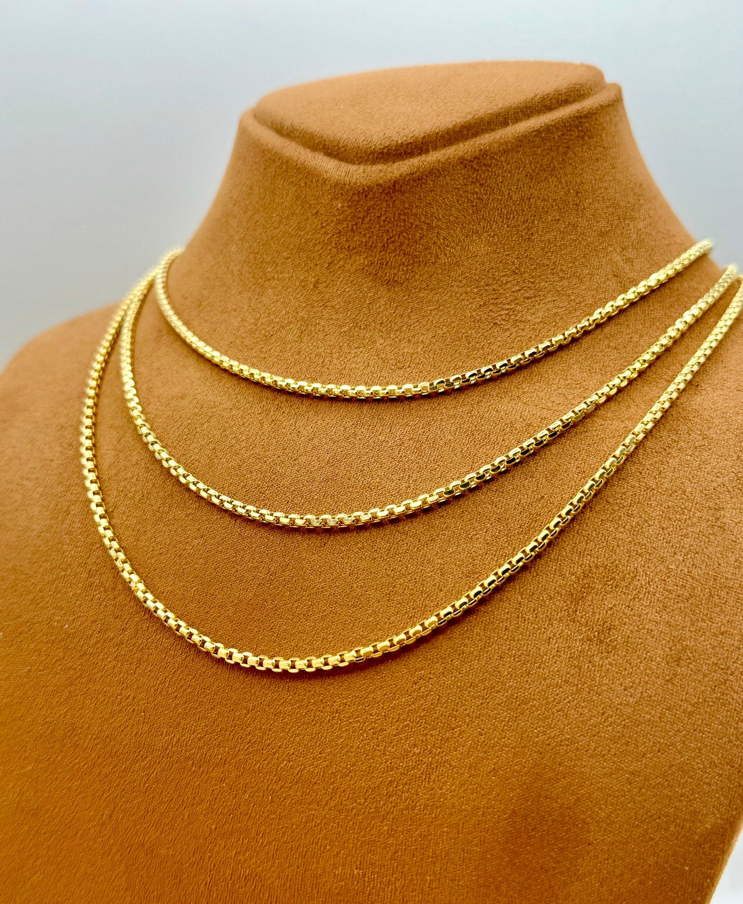18K Gold Box Chain Necklace - 20", 22", 23.5" Inches, 2.65mm, Real 18K Gold Box Link Chain, Perfect for Birthday or Anniversary Gift
