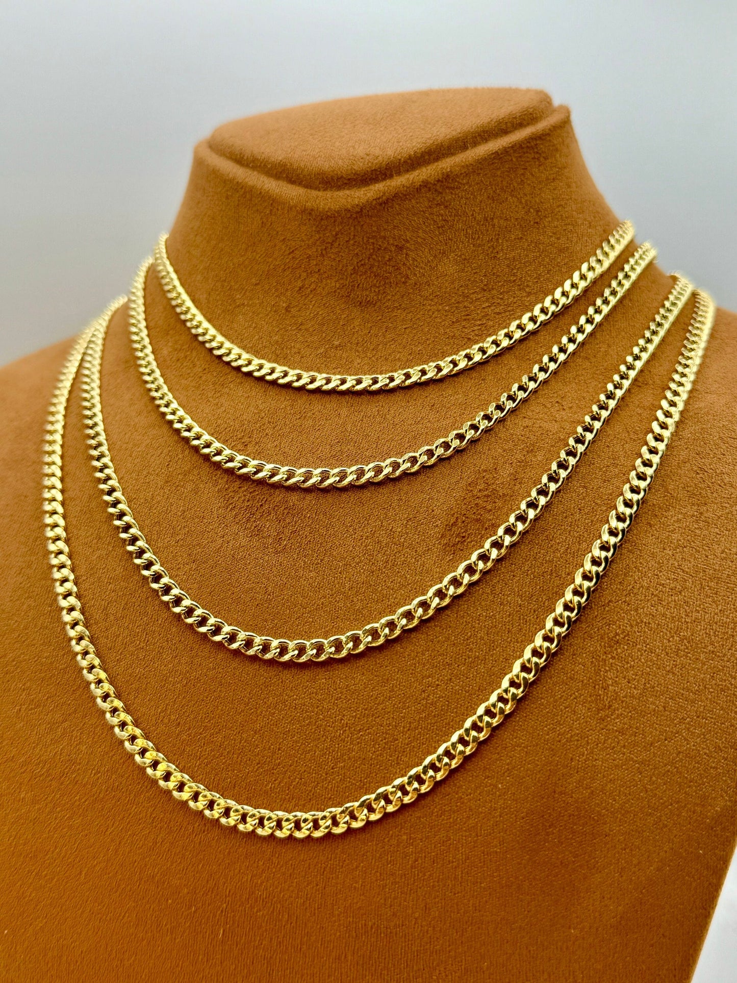 18K Gold Curb Chain Necklace - 4mm Real Gold | Perfect Gift for Men & Women