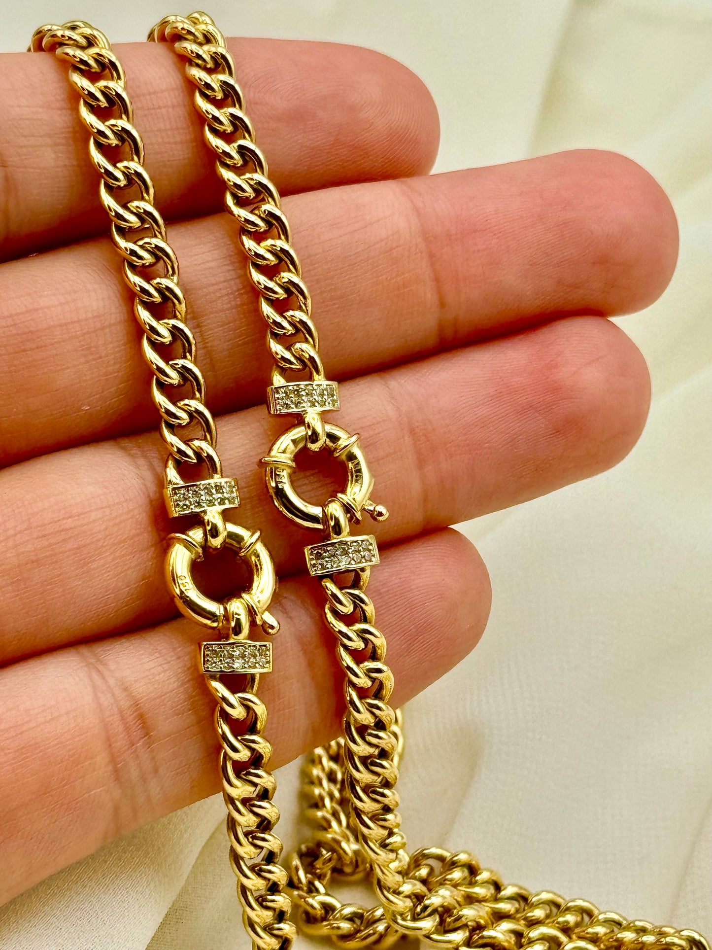 18K Solid Gold Curb Chain Necklace, 18", 5mm – Real 18K Gold Curb Necklace for Women, Elegant Gold Chain, Birthday Gift for Her.
