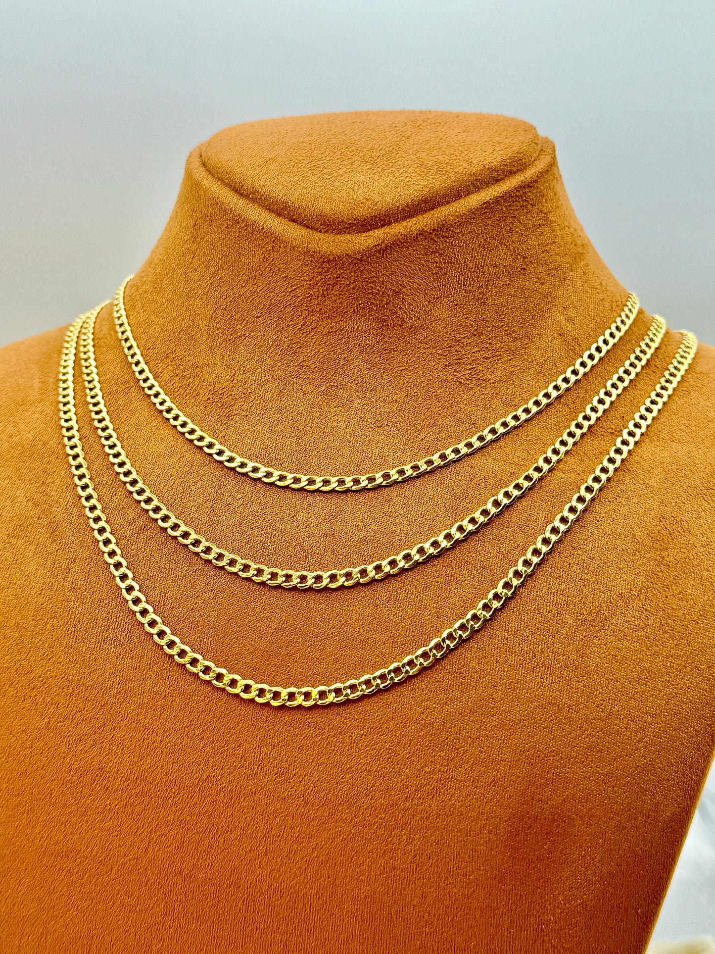 14K Real Gold Curb Link Chain – 3mm, Unisex Gold Chain, Perfect Gift for Birthday & Anniversary
