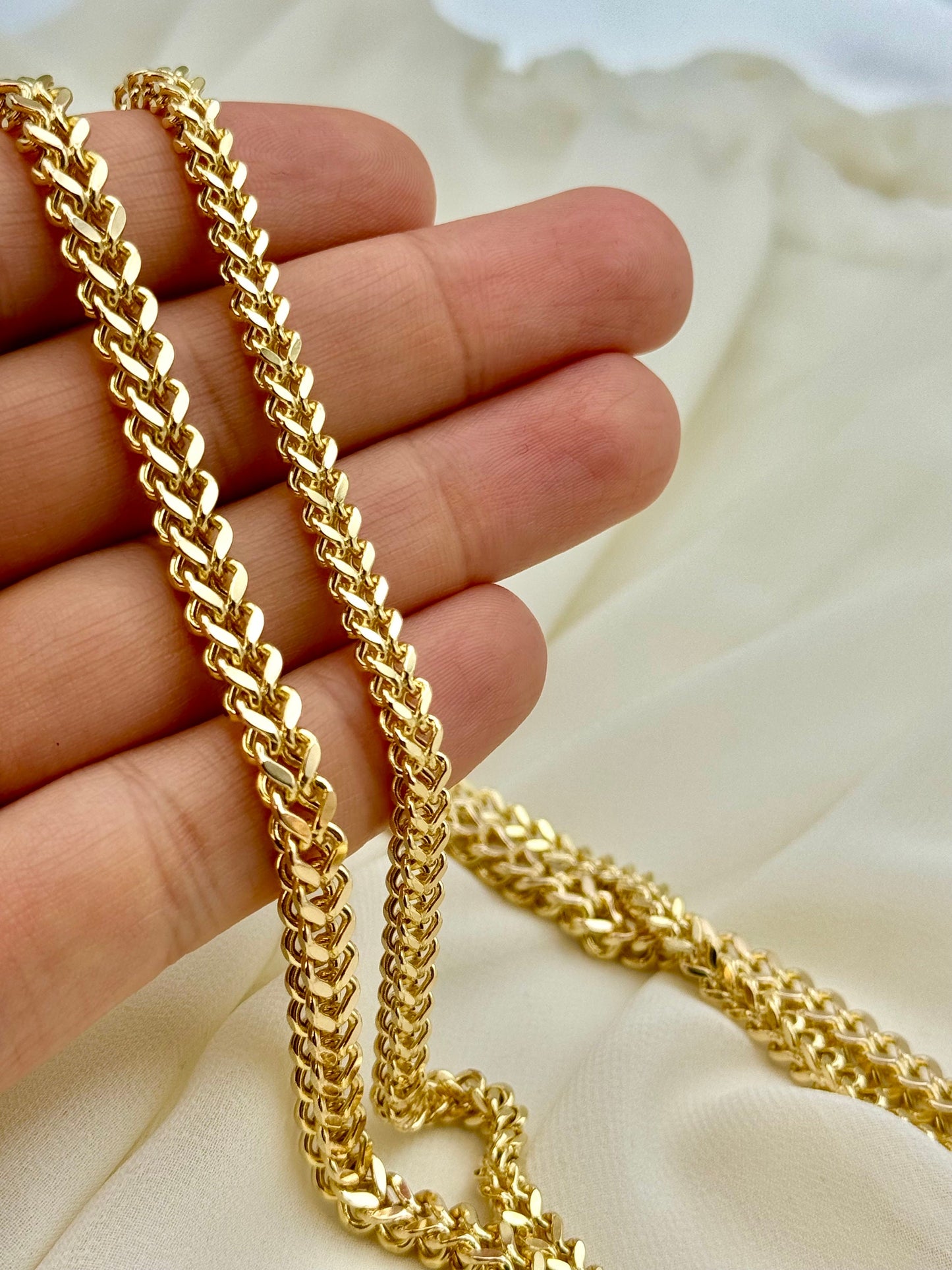 14k Gold Franco Diamond Cut Chain, Trending 14k Gold Franco Necklace, Real Gold Chain for Him & Her, Unique Birthday Gift, Elegant Gold Jewelry