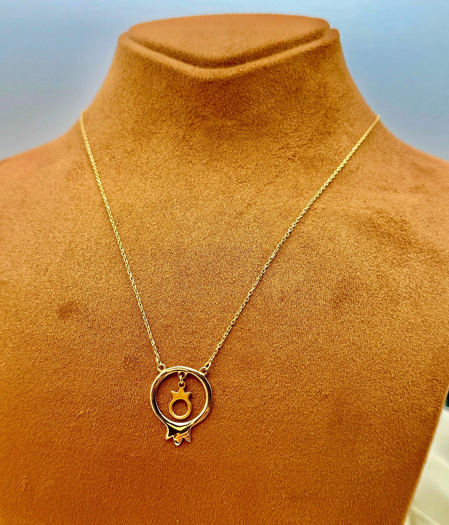 18k Real Gold pomegranate Necklace 18", Gold pomegranate Necklace, For Her, Anniversary Gift, Birthday Gift, For Girlfriend .