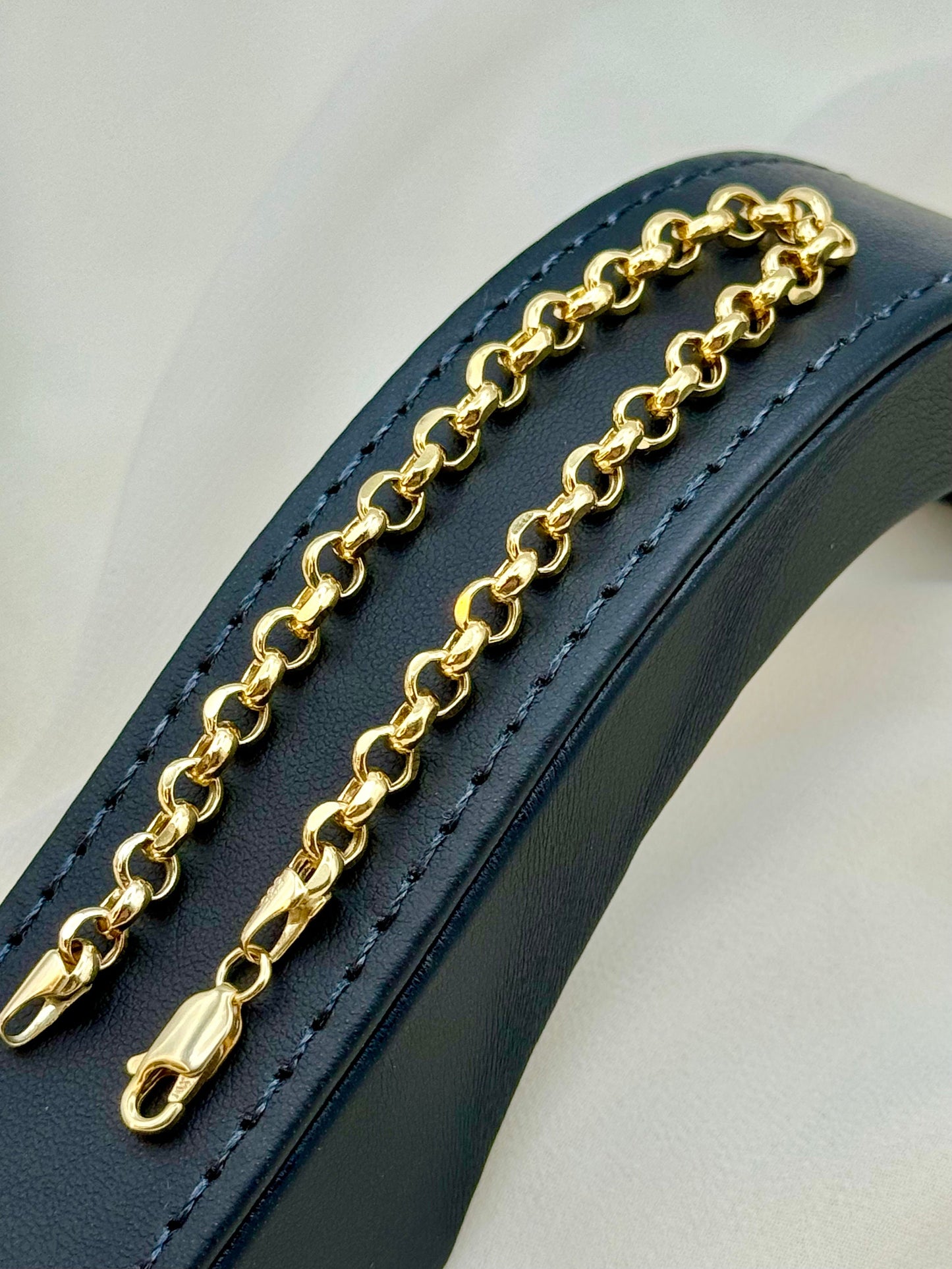 14K Real Gold Rolo Bracelet & Anklet - High Polished 14K Yellow Gold for Her - Pure 14K Gold Rolo Link - Perfect Birthday Gift!