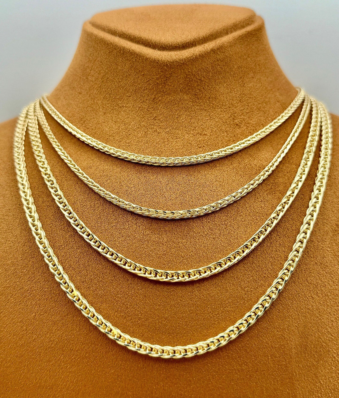 Chaîne Franco en or massif 14 carats – Design queue de renard premium | Chaîne Franco carrée tendance | Cadeau idéal pour elle et lui
