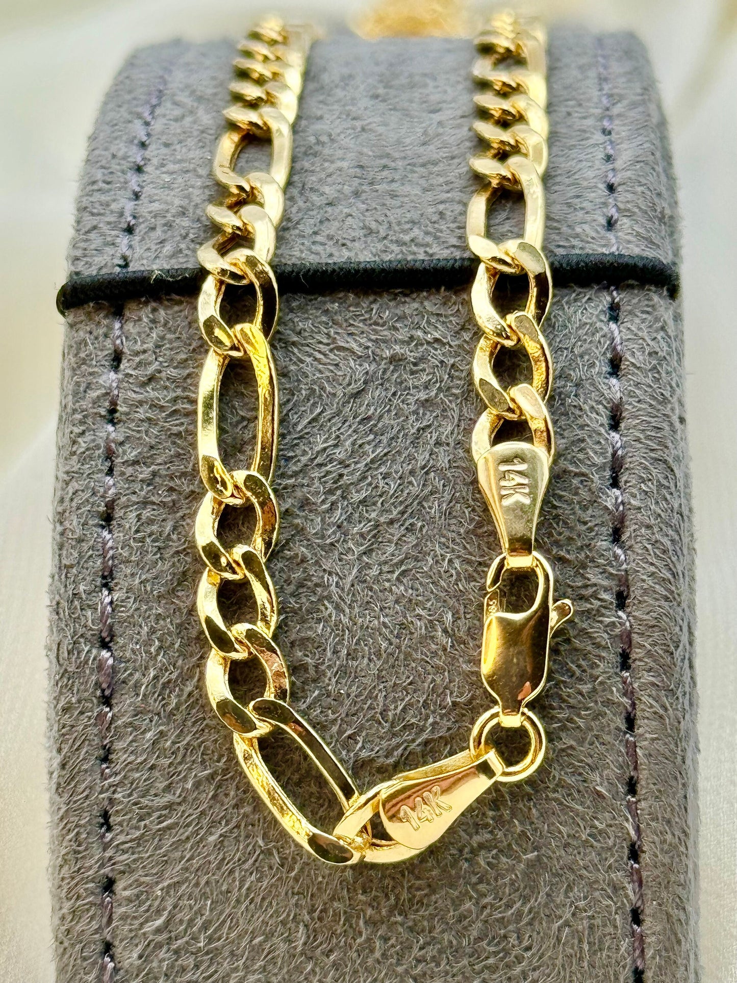 14k Gold Figaro Chain, 5mm, Real Gold Necklace, Gold Chain for Him & Her, Birthday & Christmas Gift