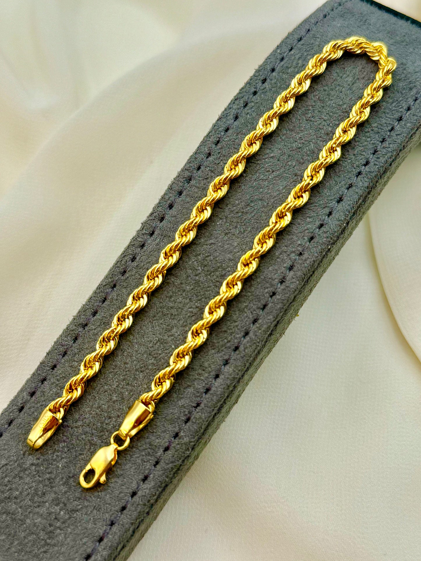 Chaîne de cheville en or massif 14 carats, taille diamant 4 mm, bracelet de cheville en or véritable, longueurs 9" et 10", unisexe, cadeau parfait.